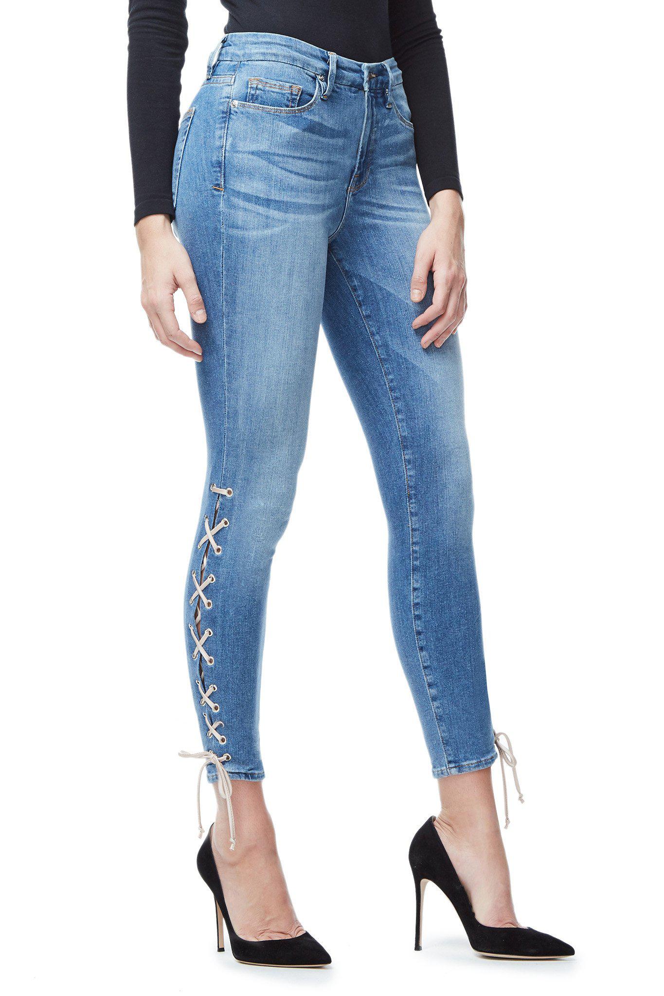 good american lace up jeans