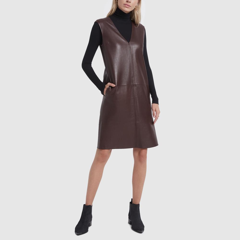JOSEPH Leather Dress in Mahogany (Brown) Lyst