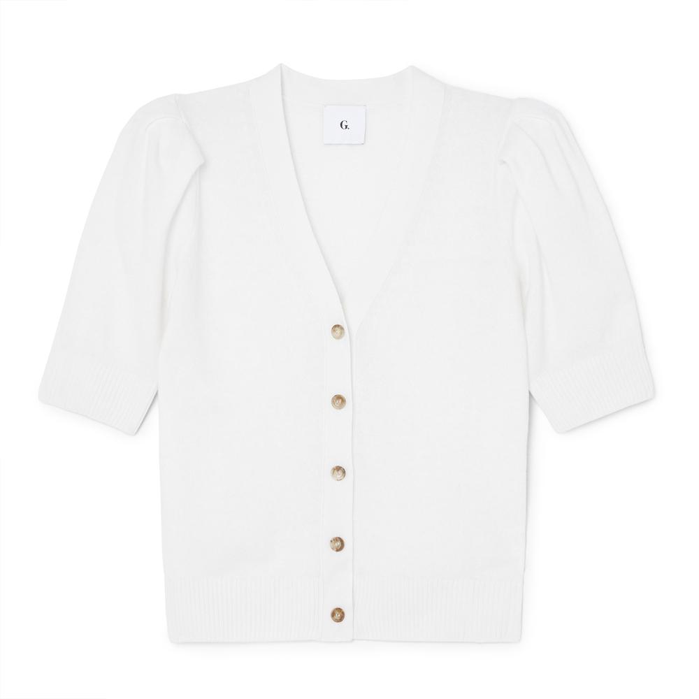 white short sleeve cardigan
