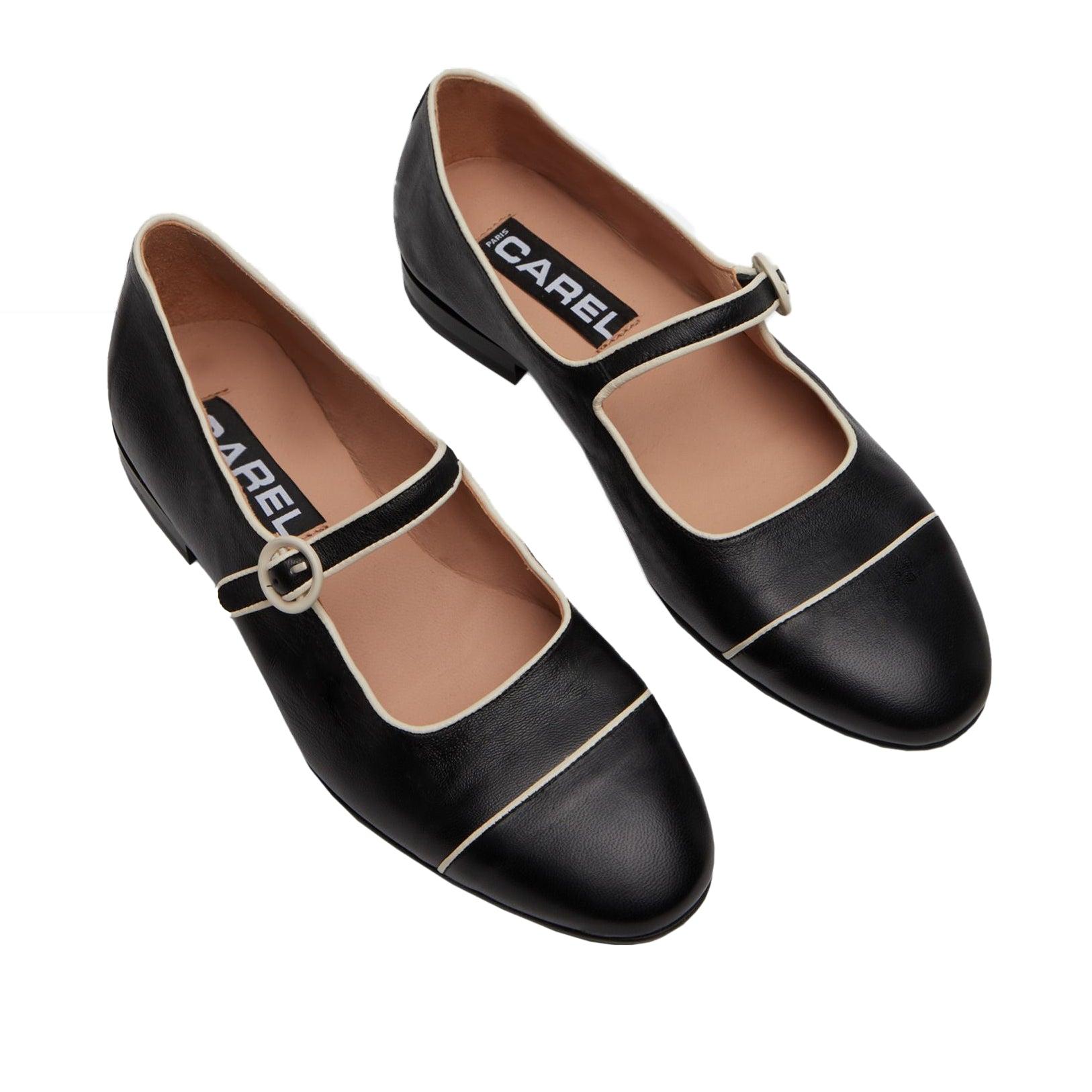 CAREL Corail Black Leather Mary Jane Flat Shoes Lyst