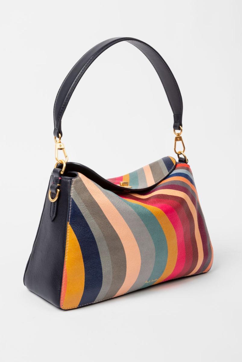 Paul Smith Swirl Print Leather Shoulder Bag in Red