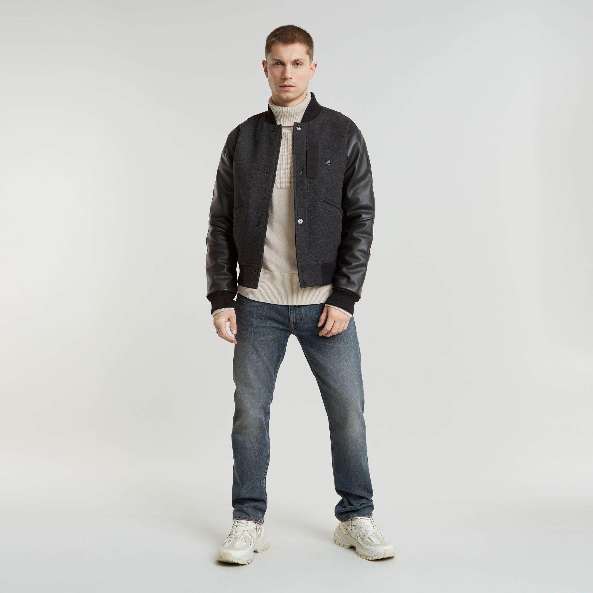 G-Star Varsity Wool Leather Jacket in Black for Men | Lyst