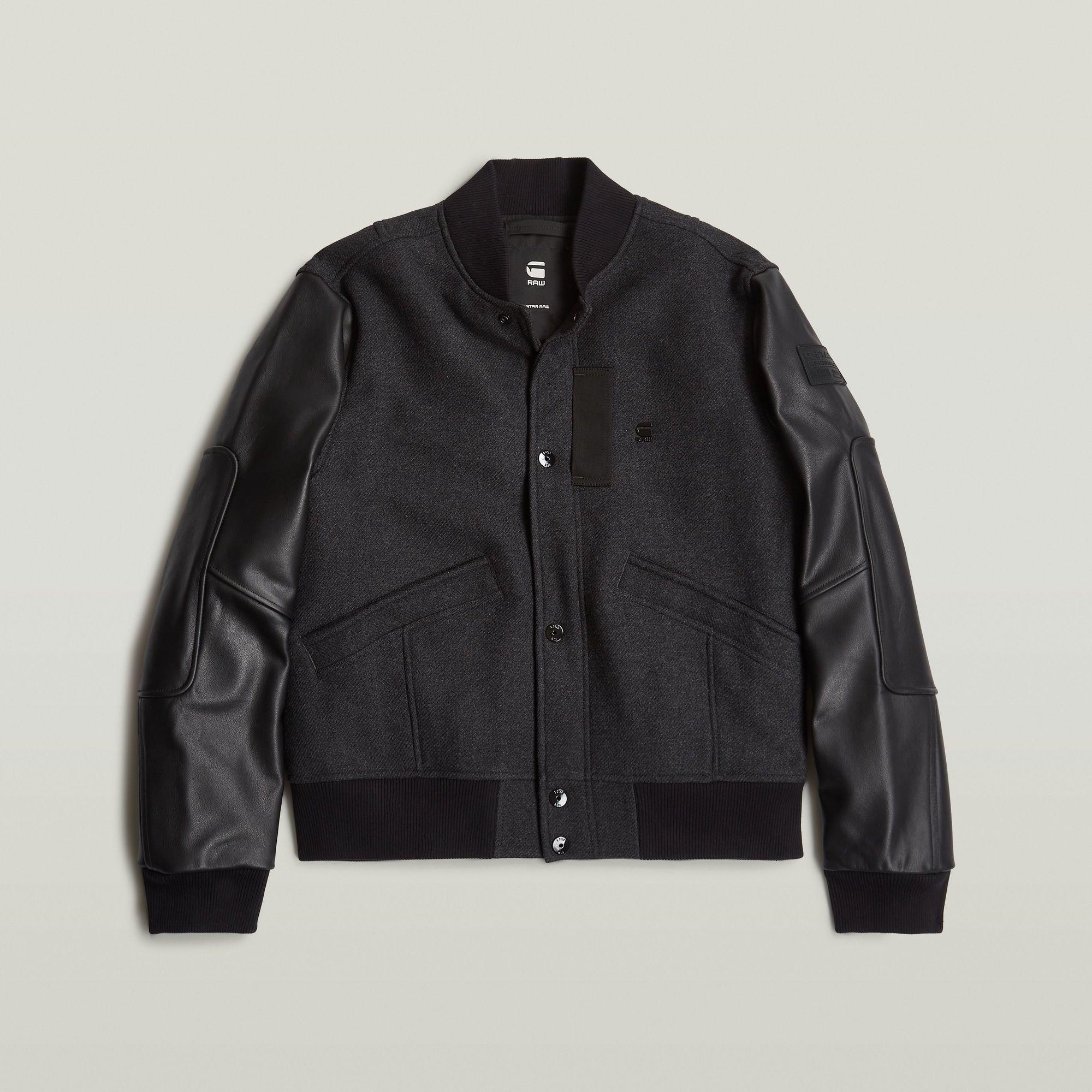 G-Star Varsity Wool Leather Jacket in Black for Men | Lyst