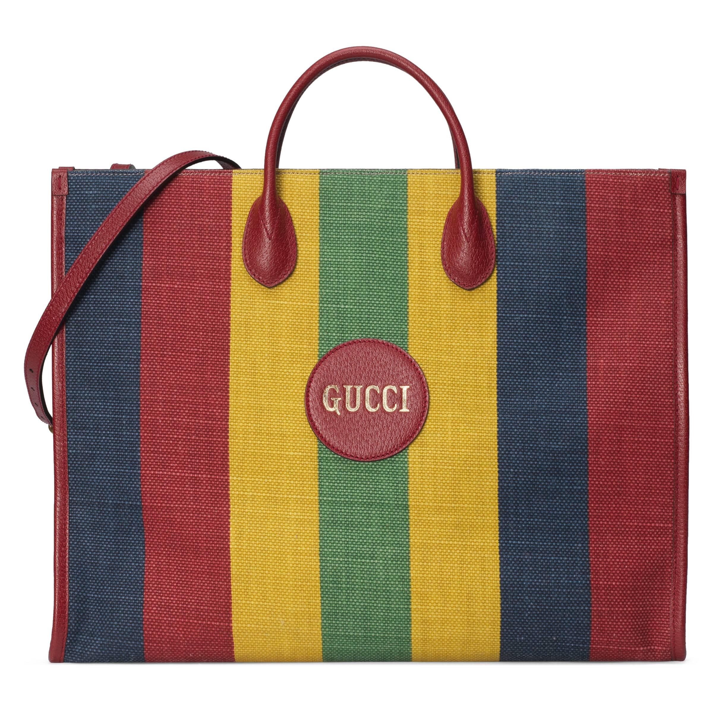 Gucci Baiadera Stripe Tote Bag in Yellow for Men | Lyst