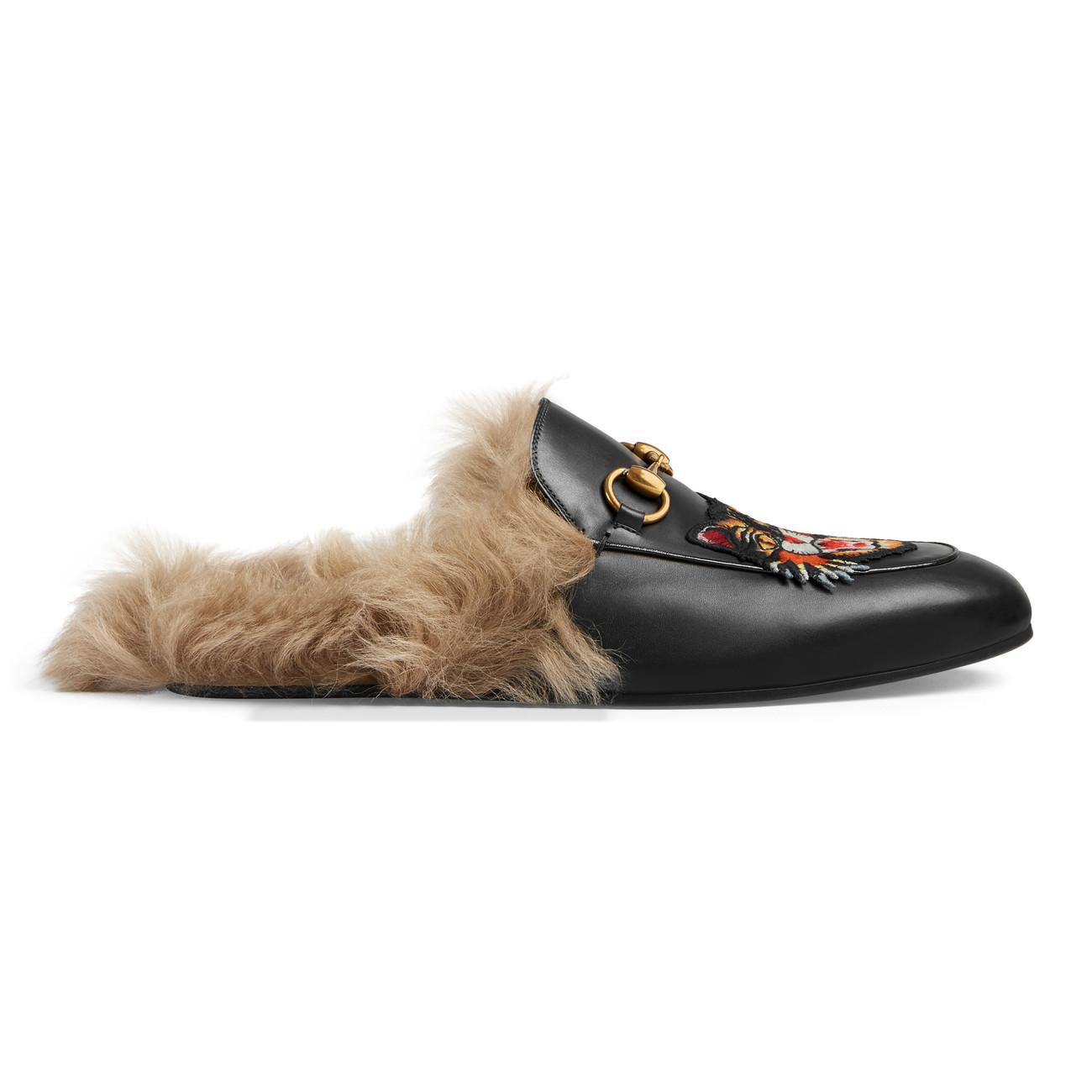 Gucci Princetown With Cat Appliqué in Black for Men Lyst