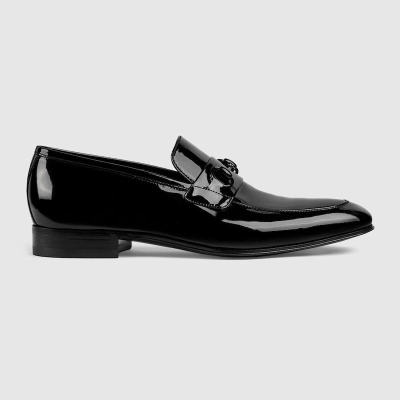 Gucci ホースビット付き メンズ ローファー, ブラック, Leather 
