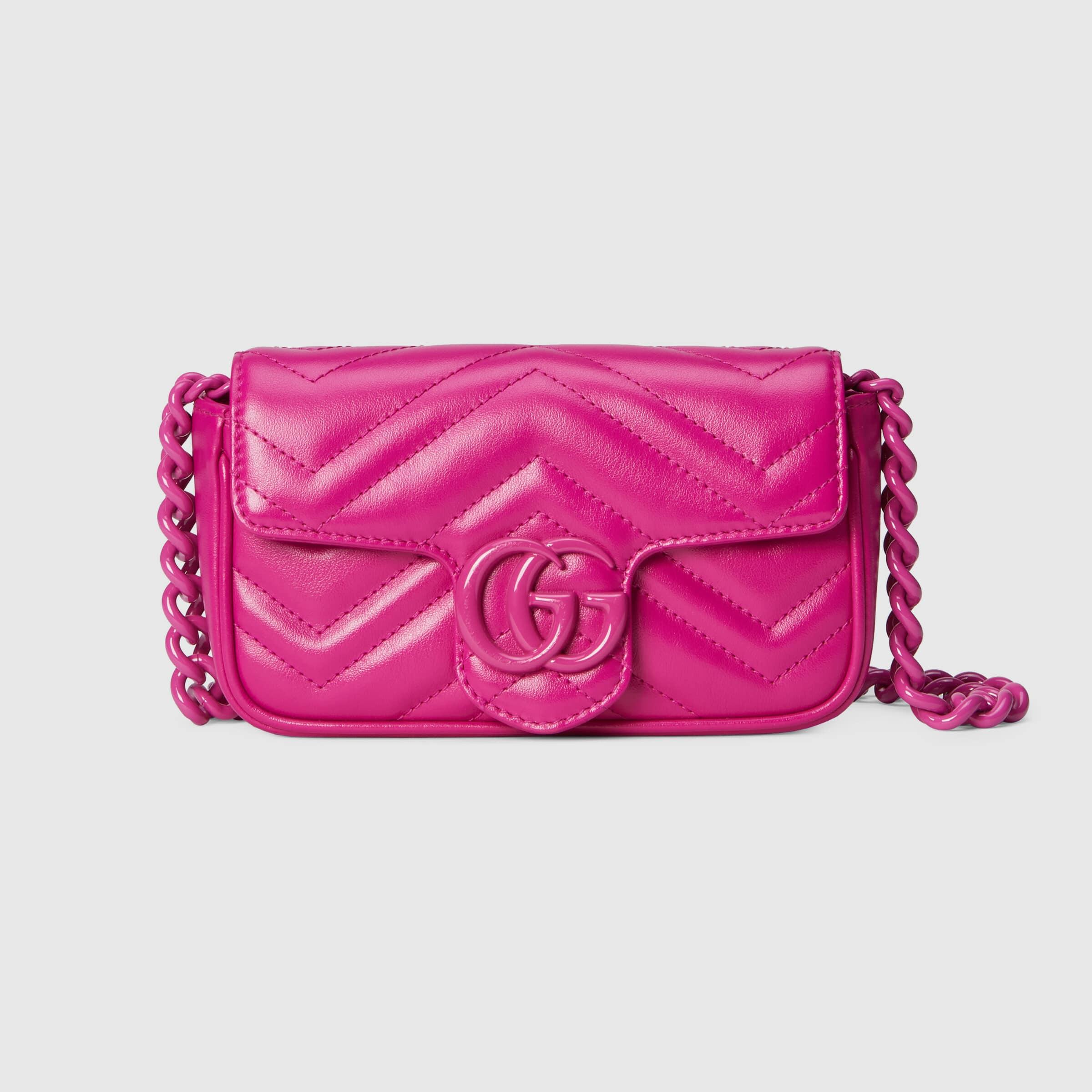 Gucci Gold Pink Metallic GG Marmont Belt bag For Sale at 1stDibs