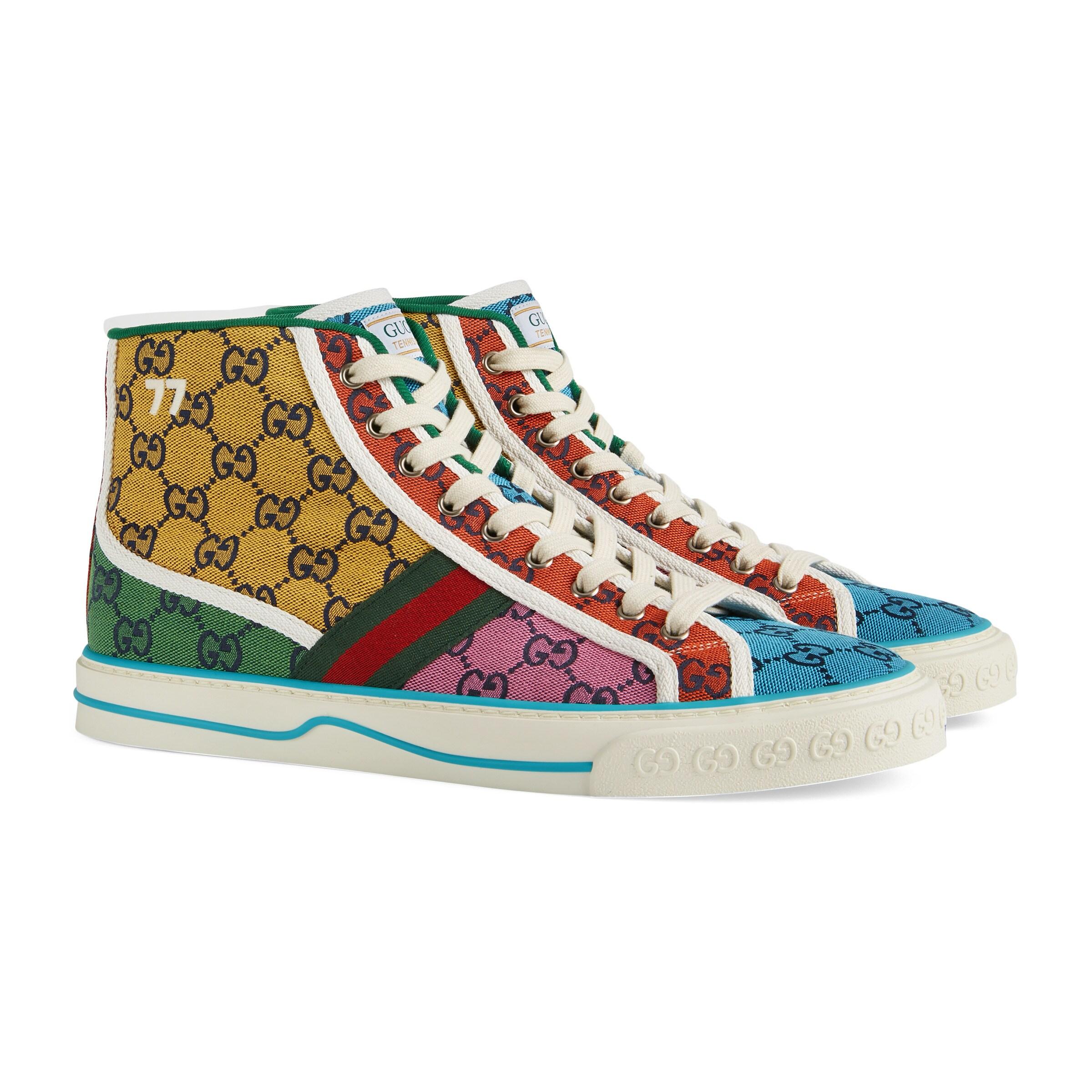 Gucci Canvas GG Multicolour Tennis 1977 High-top Sneakers in Yellow for Men  | Lyst