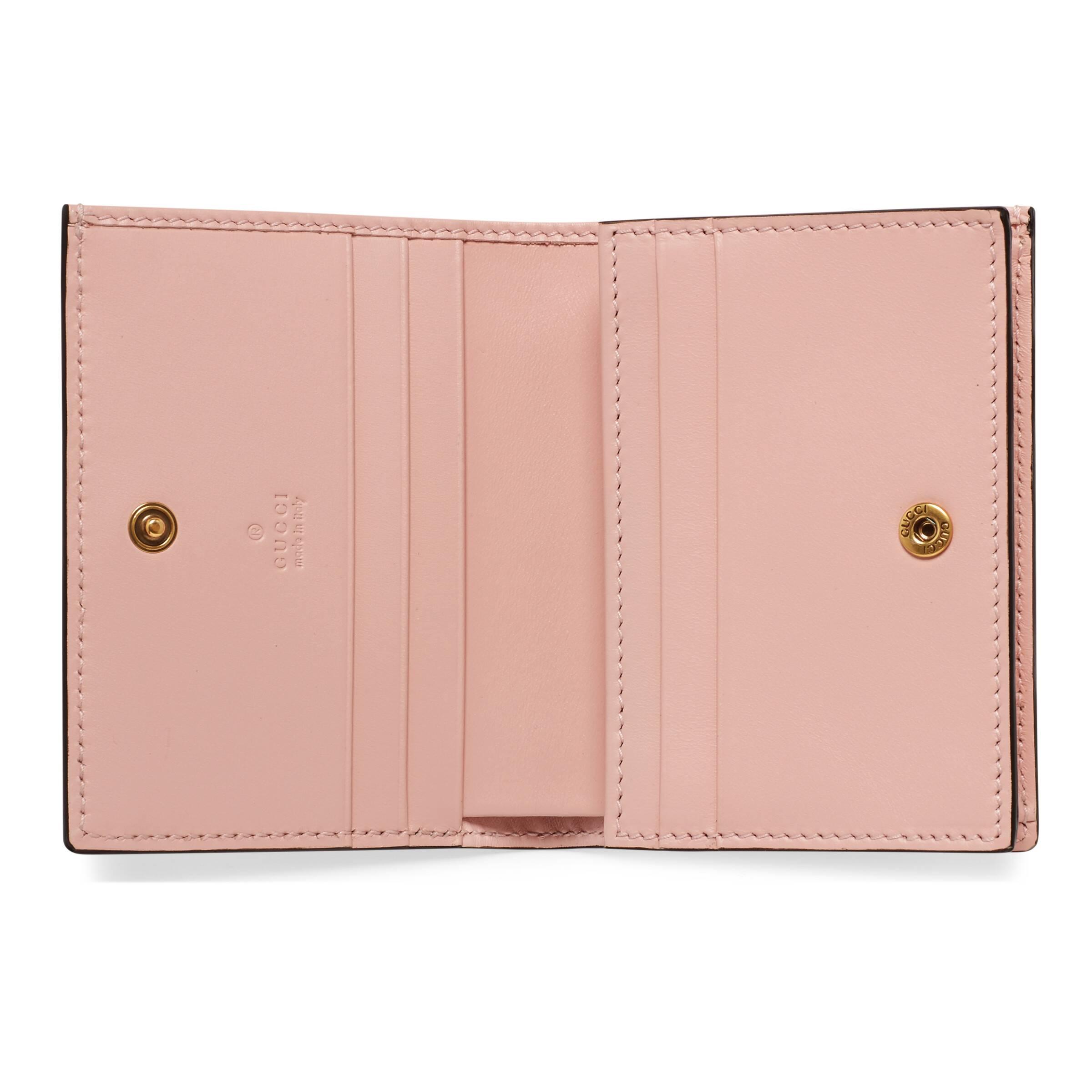 Gucci Signature Card Case Wallet With Cat in Pink | Lyst