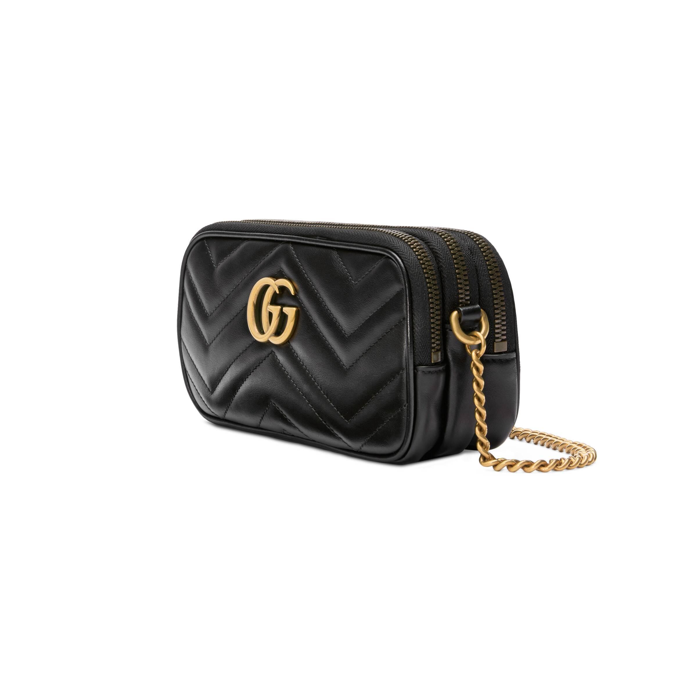 ladies gg marmont mini chain bag in black