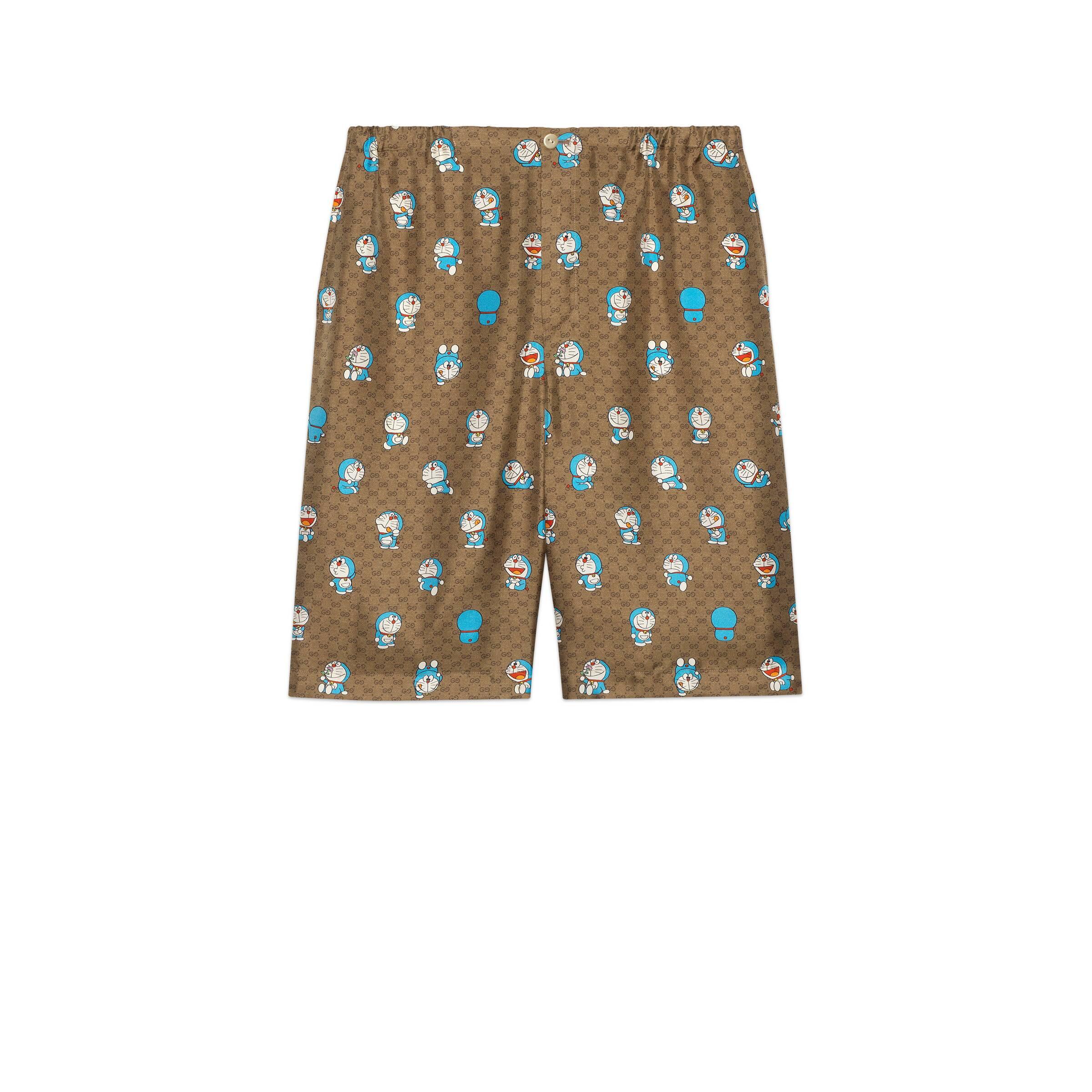 Gucci Doraemon X GG Silk Shorts in Beige (Natural) for Men - Lyst
