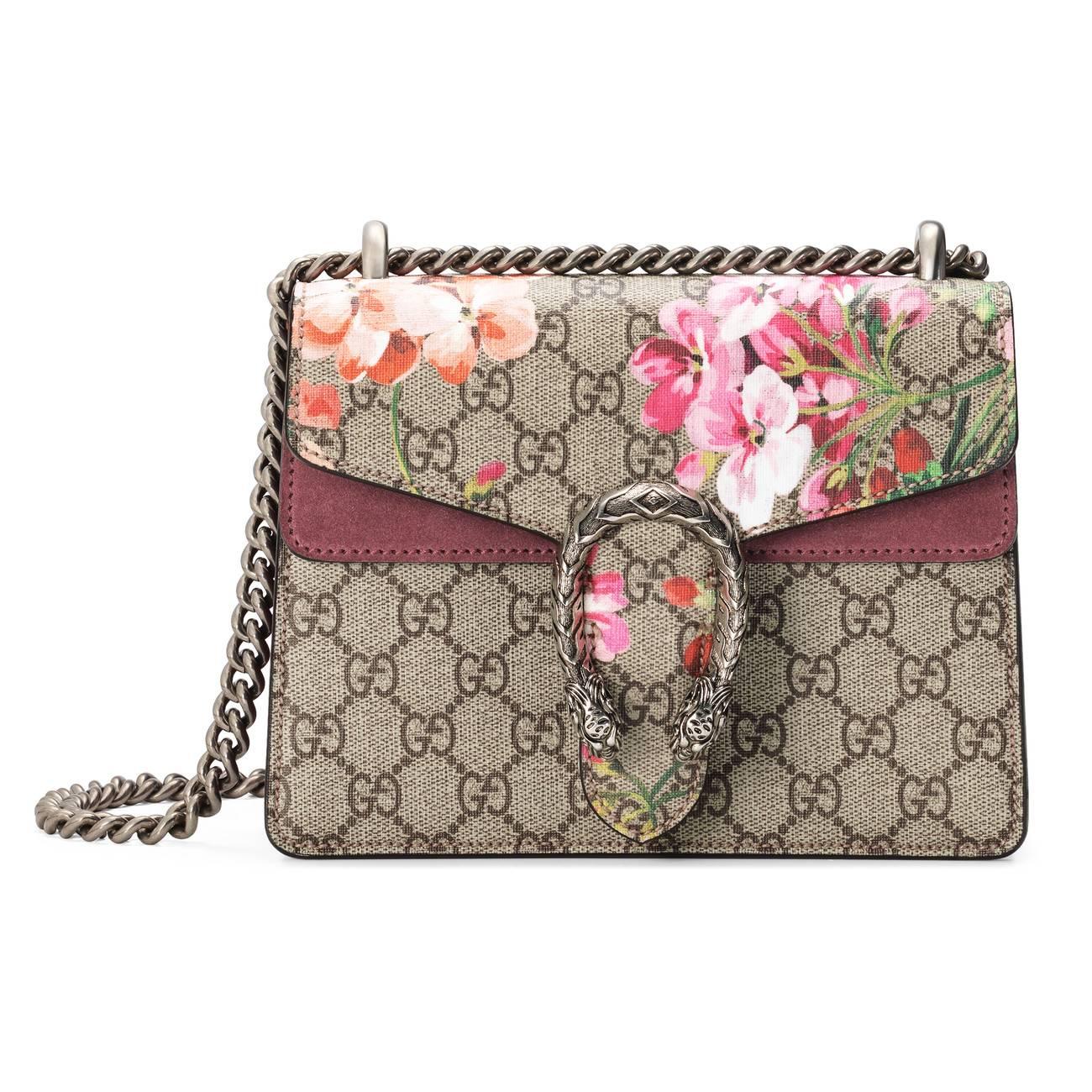 Gucci Dionysus Chain Wallet Blooms Print GG Coated Canvas Small at