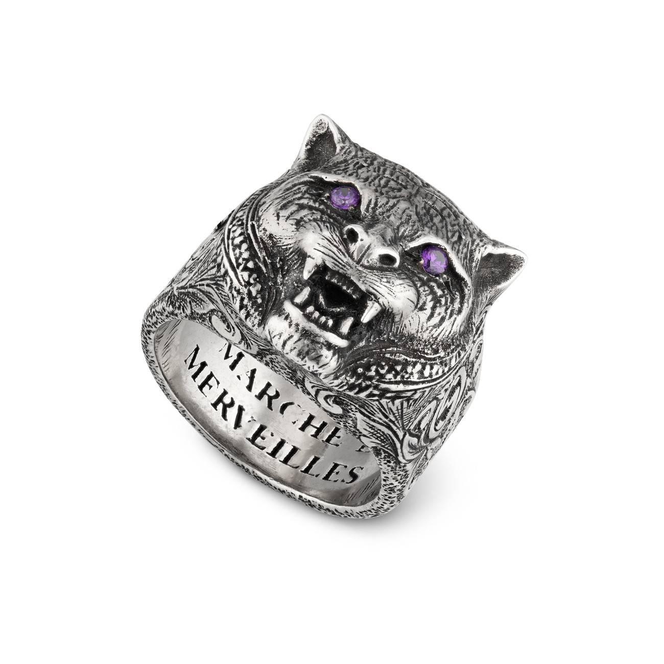 Gucci Garden Feline Head Ring in Silver (Metallic) for Men | Lyst
