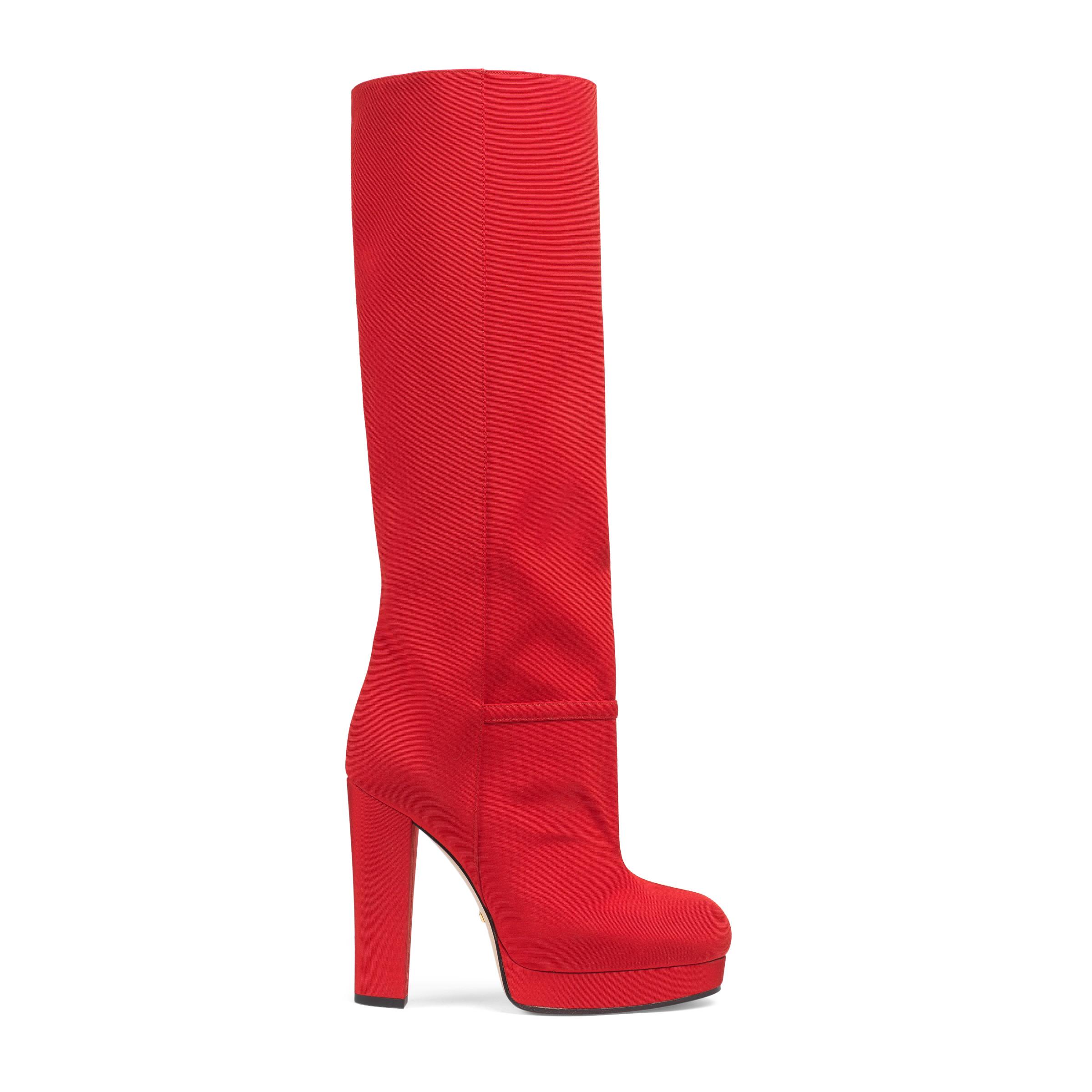 Gucci Ribbed Fabric Platform Boot in Red | Lyst
