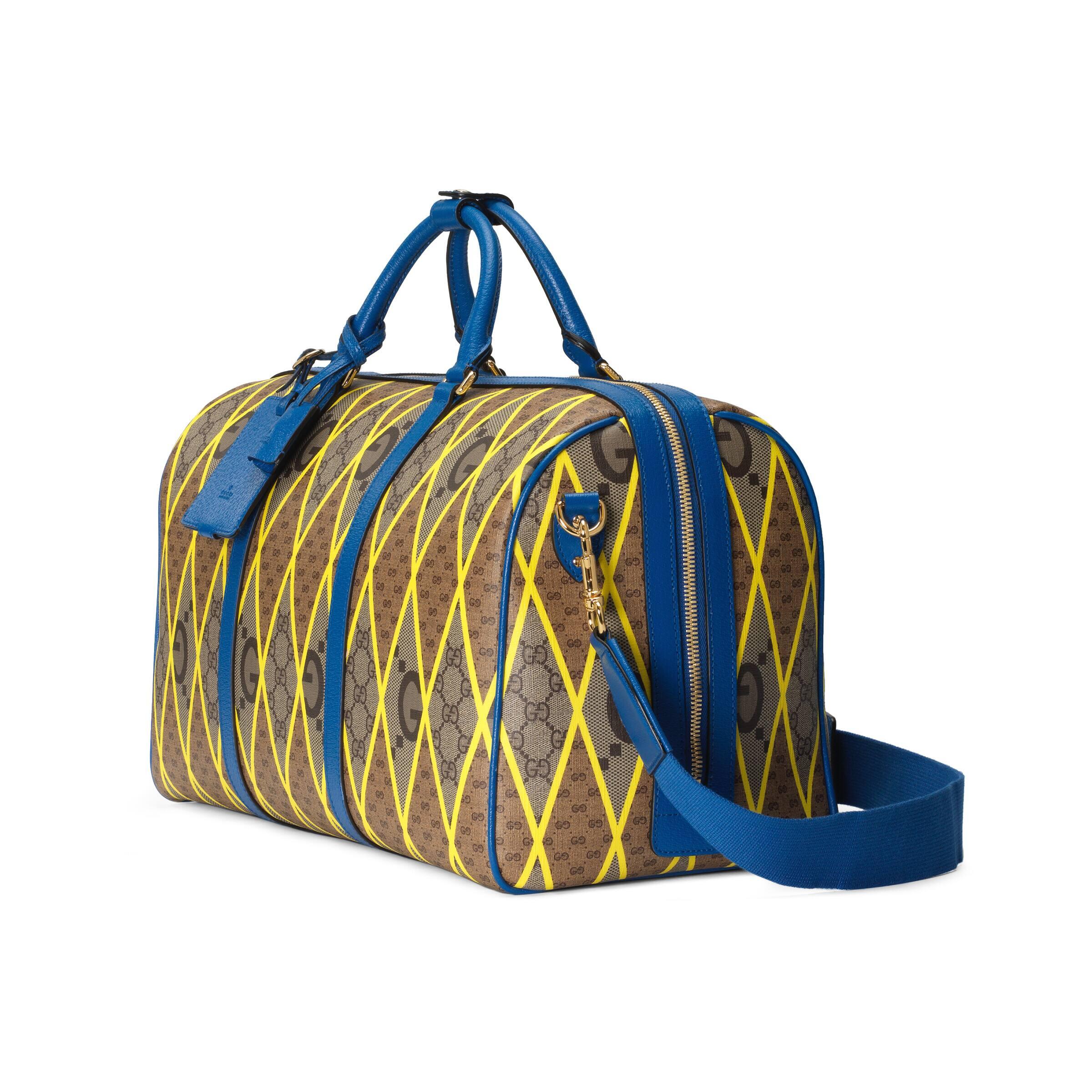 Gucci GG Rhombus Print Duffle Bag in Yellow for Men | Lyst