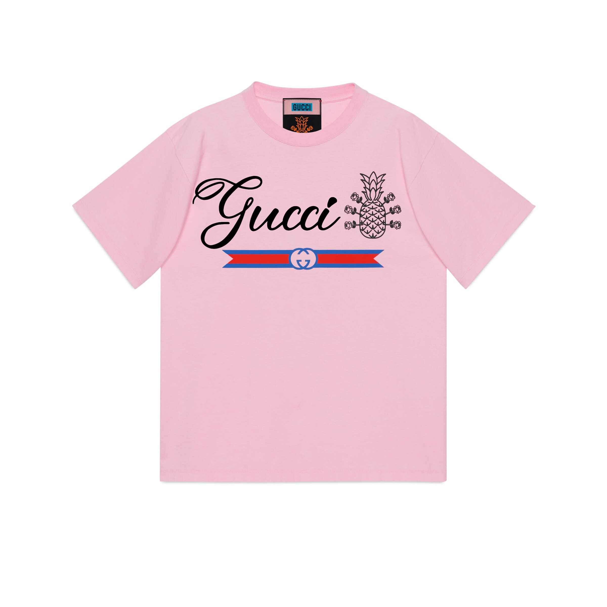 Gucci Pineapple Cotton T-shirt in Pink for Men | Lyst