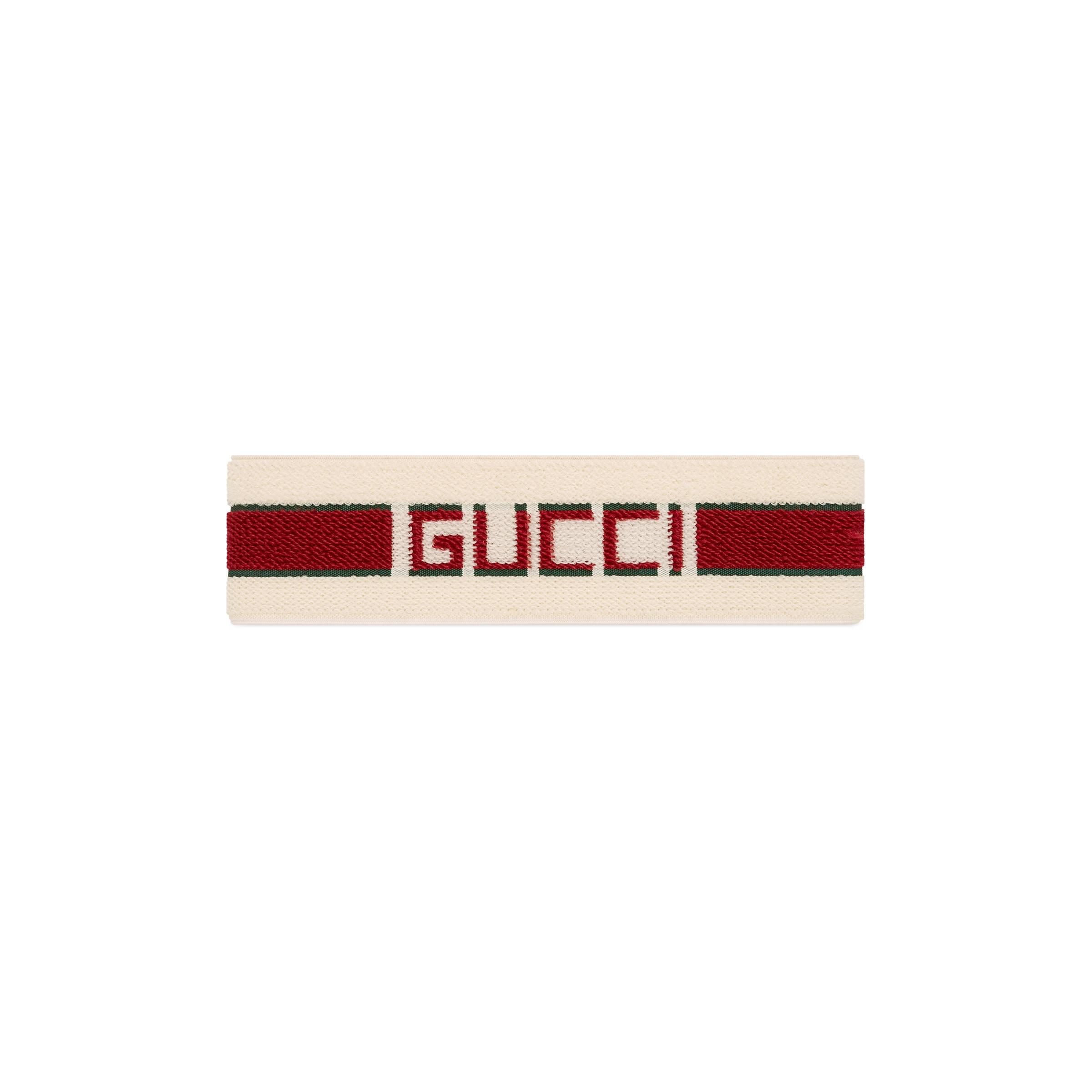 Gucci Elastic Stripe Headband in White | Lyst