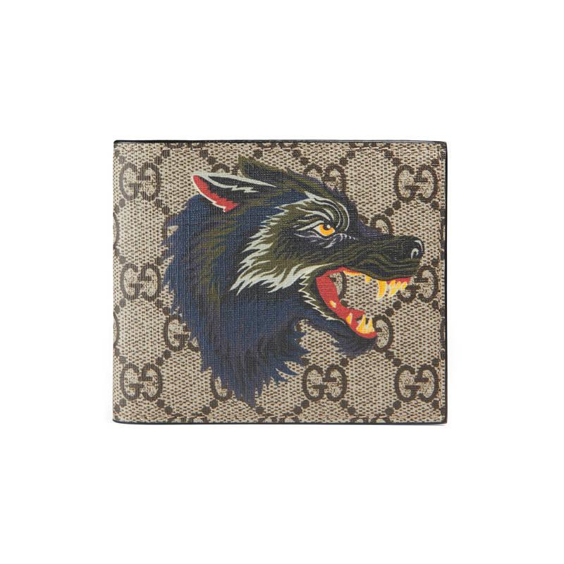 Gucci Wolf Print Gg Supreme Wallet for Men | Lyst