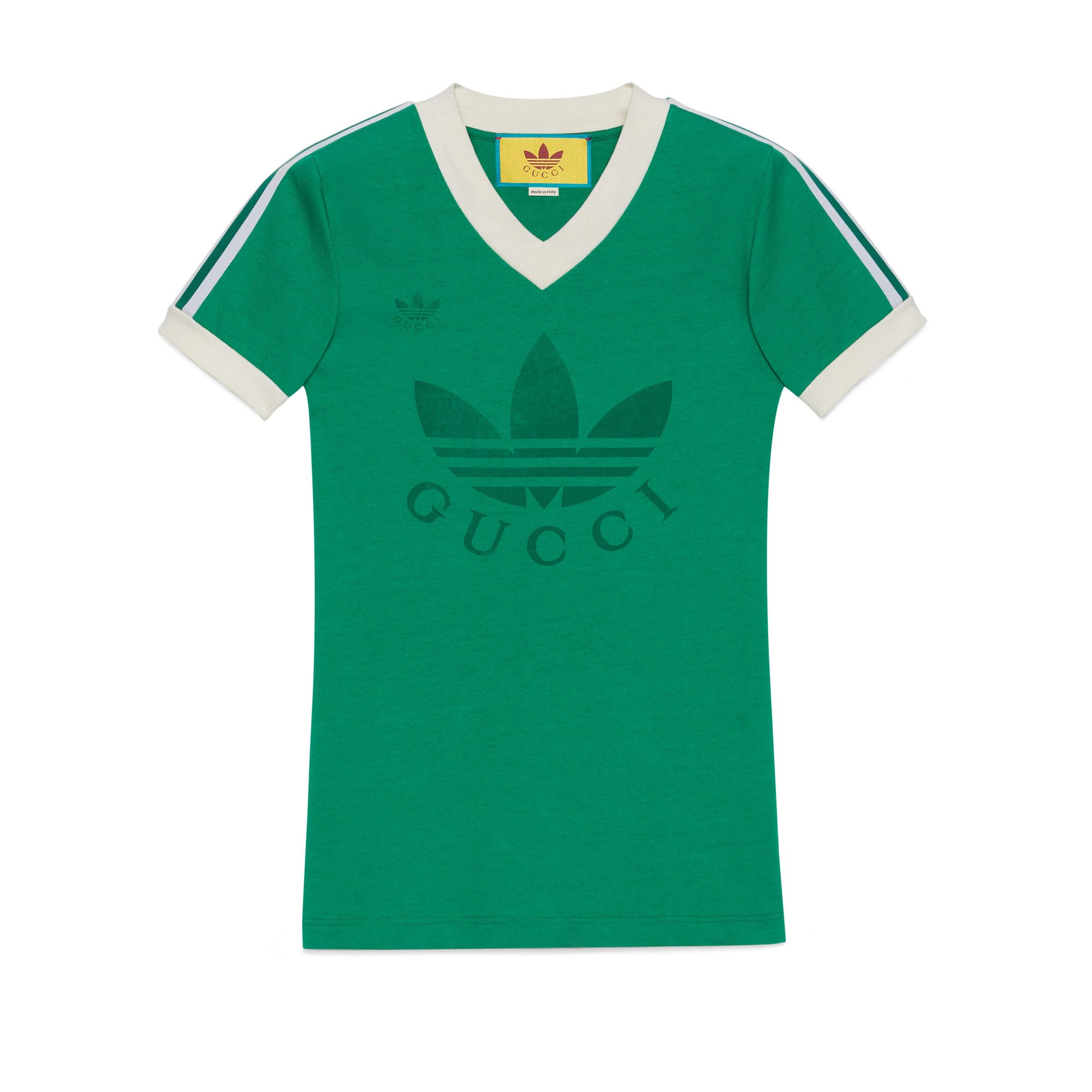 Gucci Adidas X V-neck T-shirt in Green | Lyst