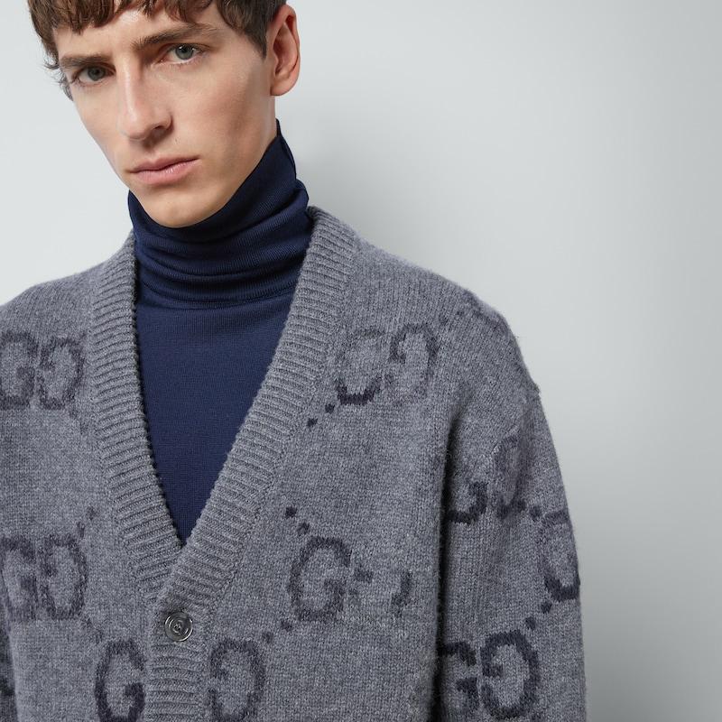 Gucci メンズ グレー GGインターシャ カーディガン セーター & ニット