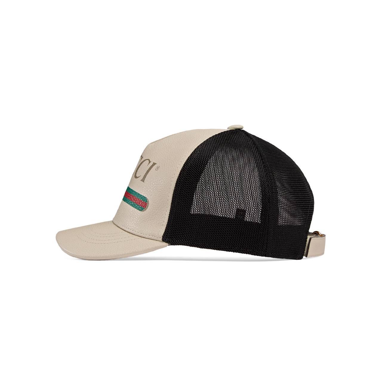 gucci print leather baseball hat