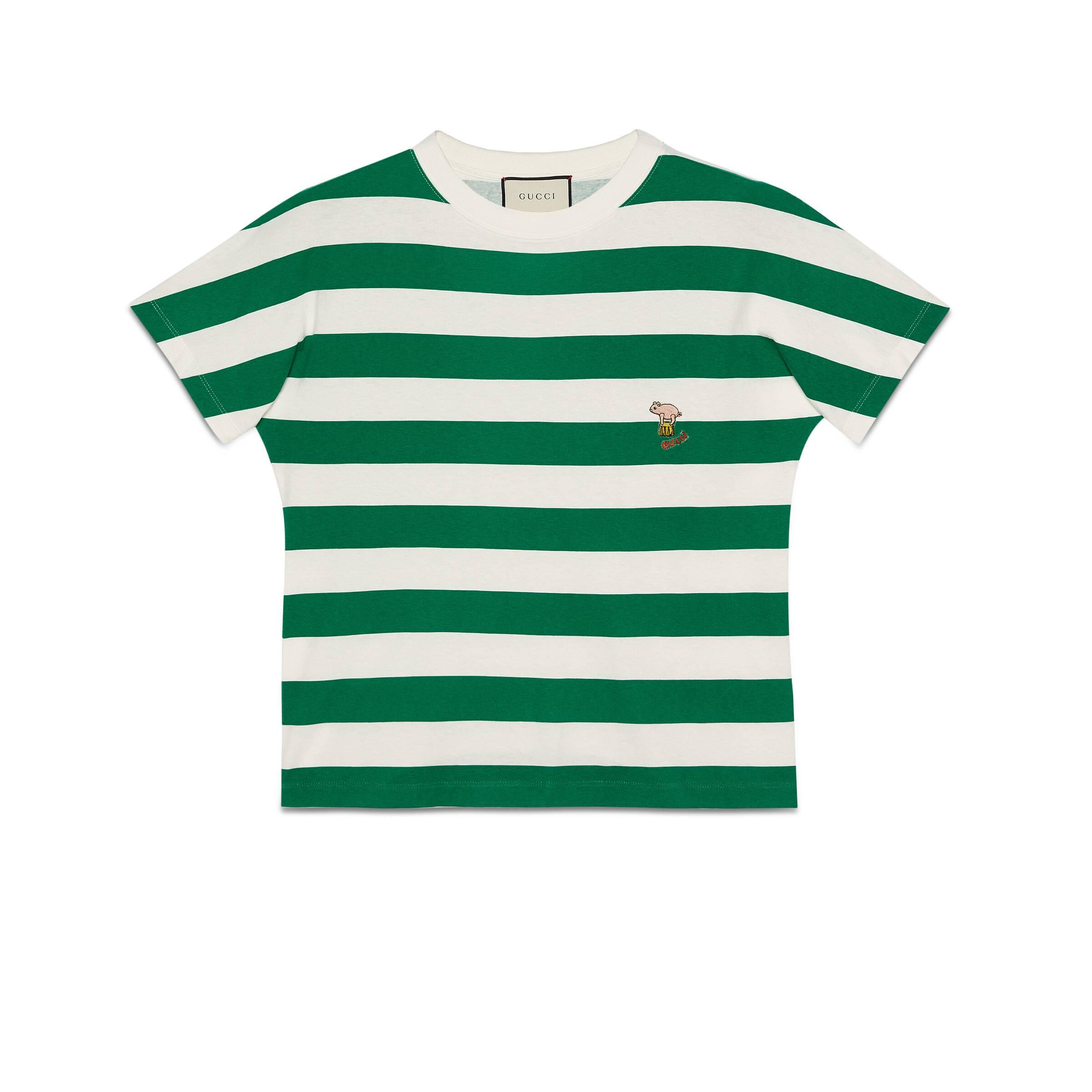 Gucci Striped T-shirt Patch in Green for Lyst