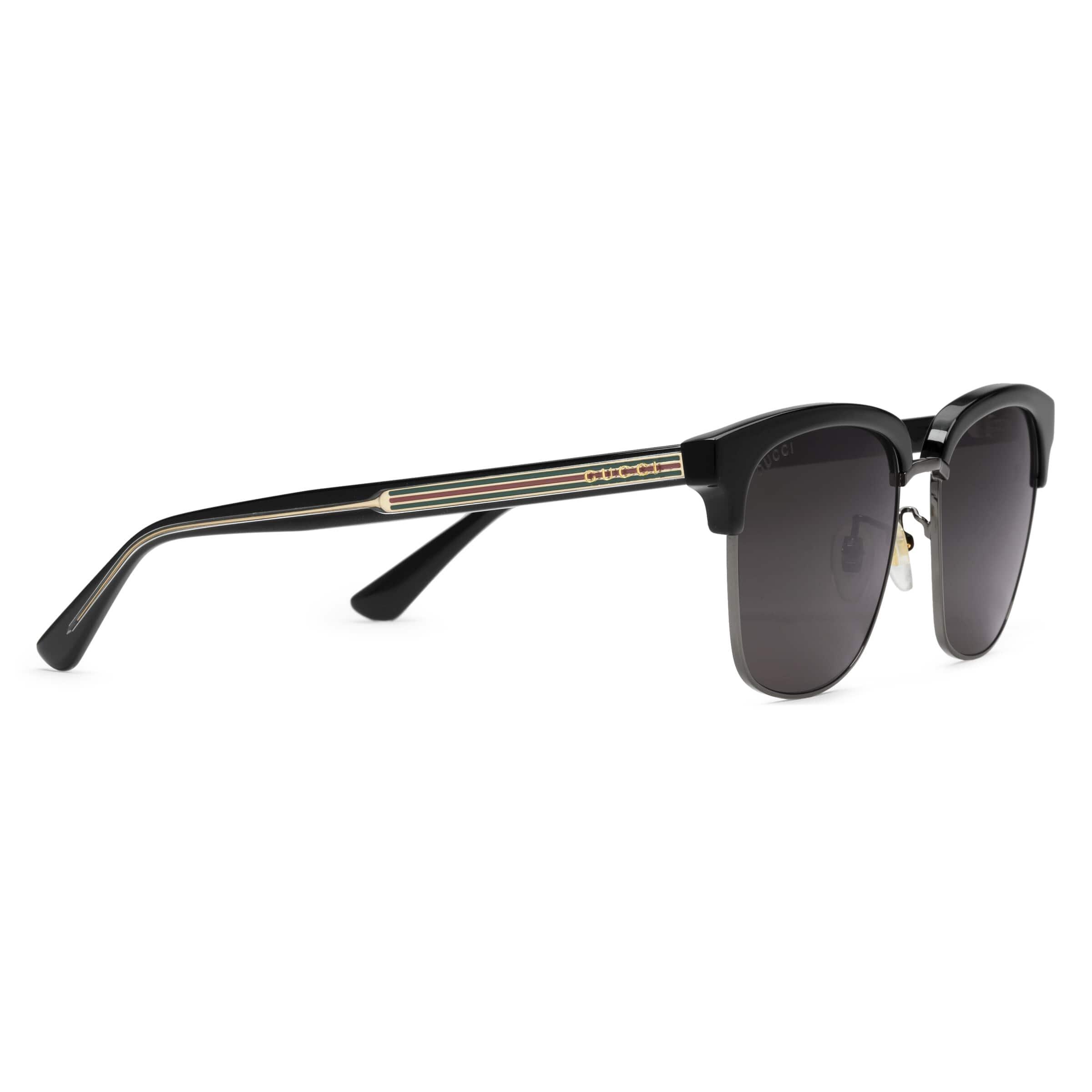 Gucci Velvet Rectangular-frame Metal Sunglasses in Black for Men - Lyst