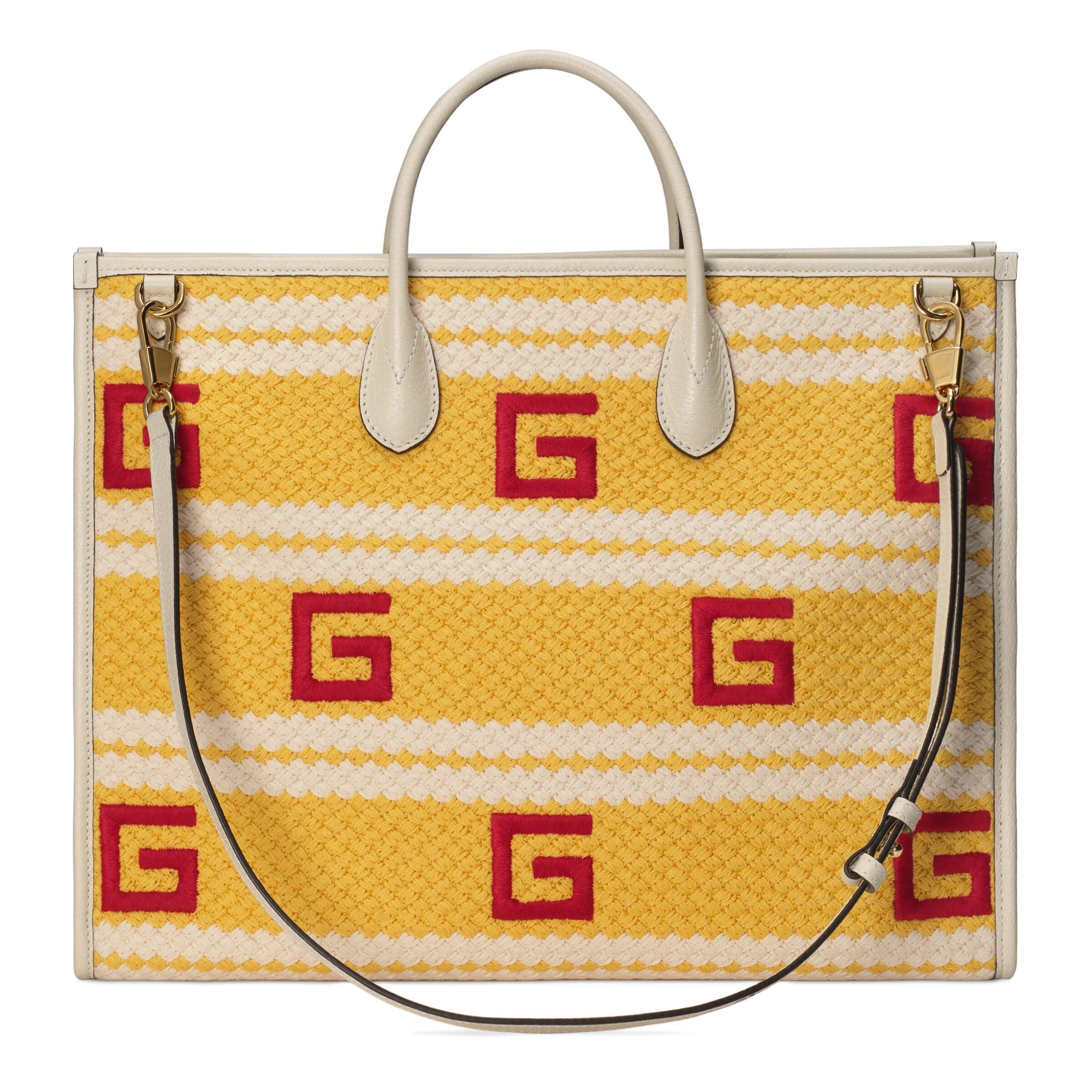 Borsa shopping a righe ibiza da Uomo di Gucci in Giallo | Lyst