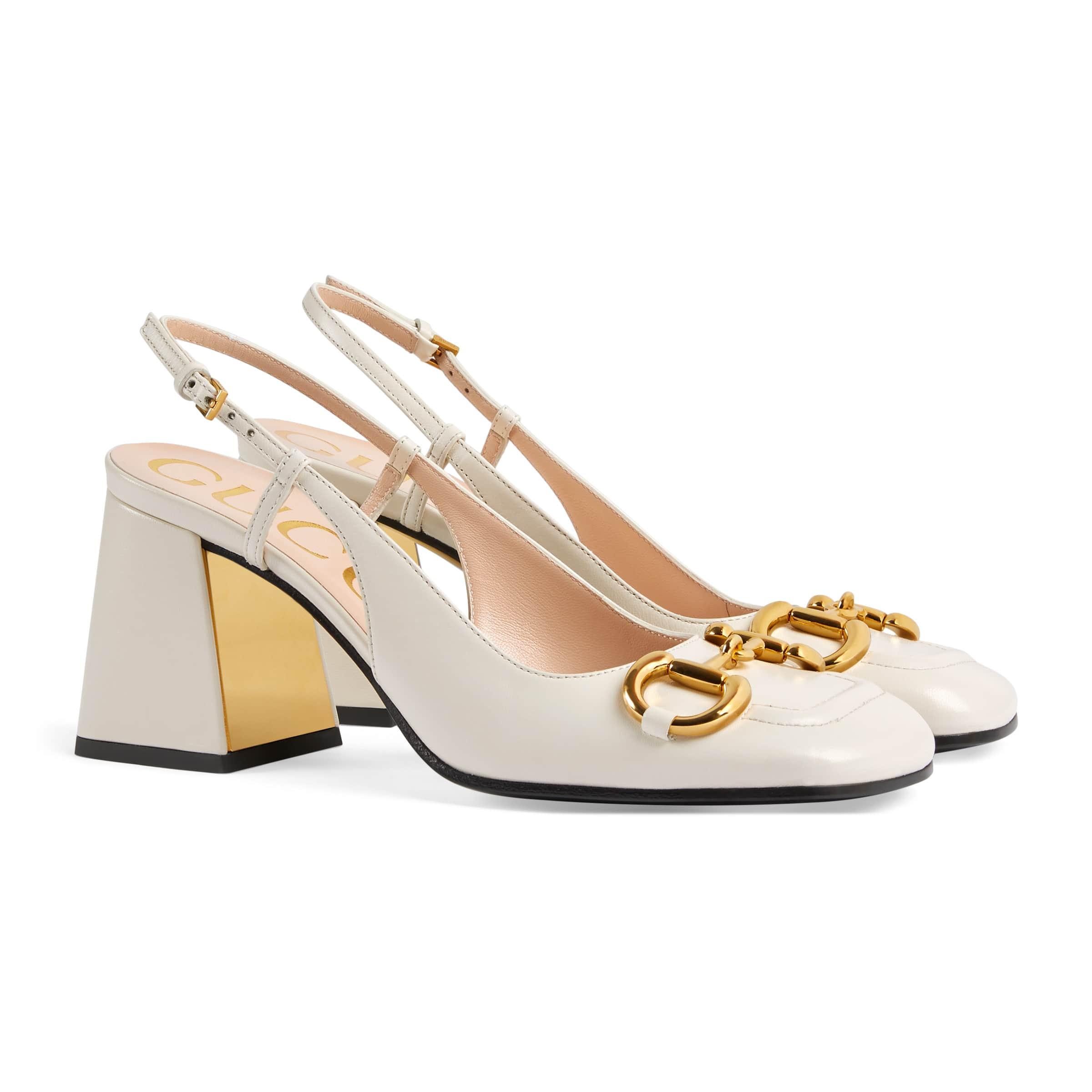 Gucci Leather Mid-heel Slingback With 