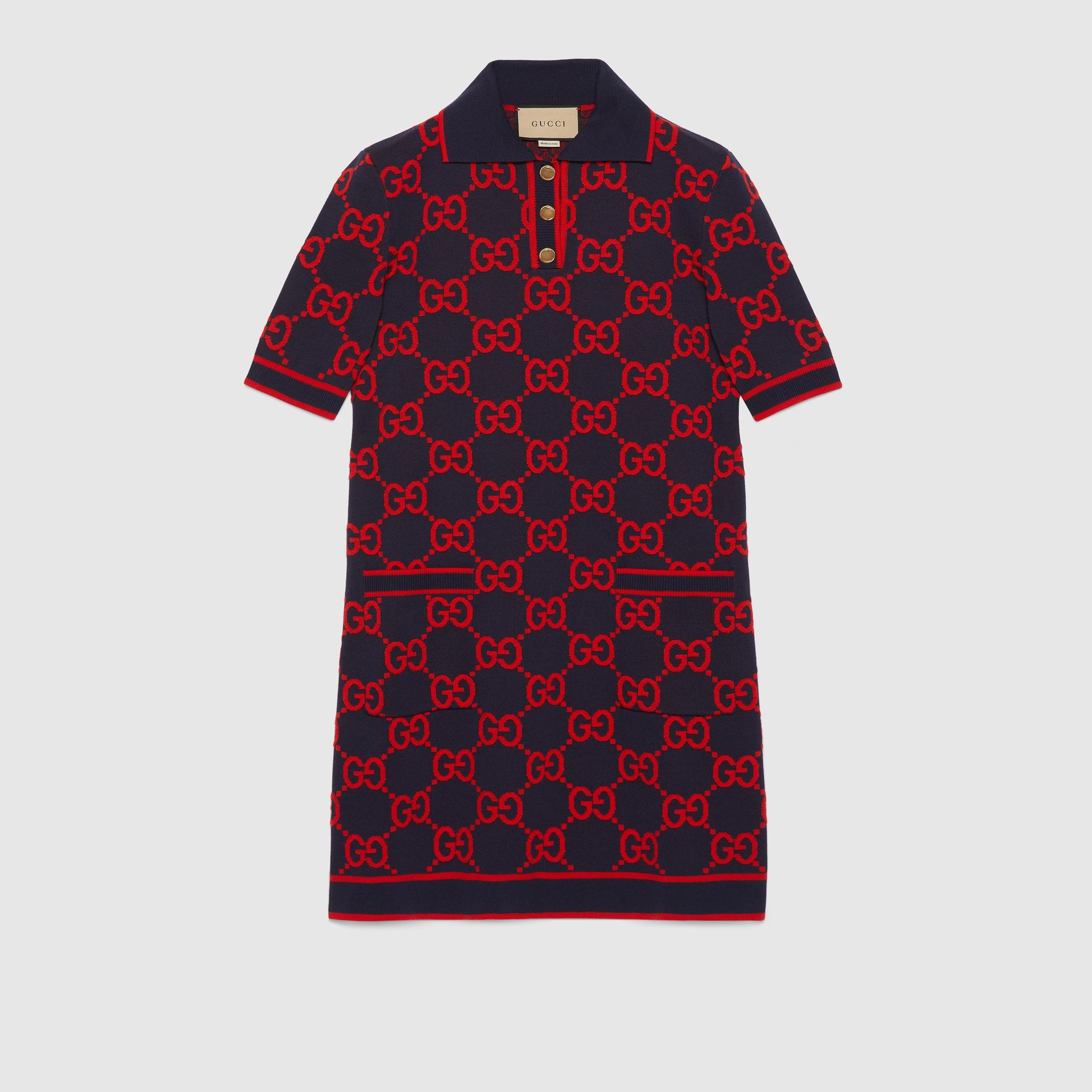 Gucci Maxi GG Cotton-blend Minidress in Red