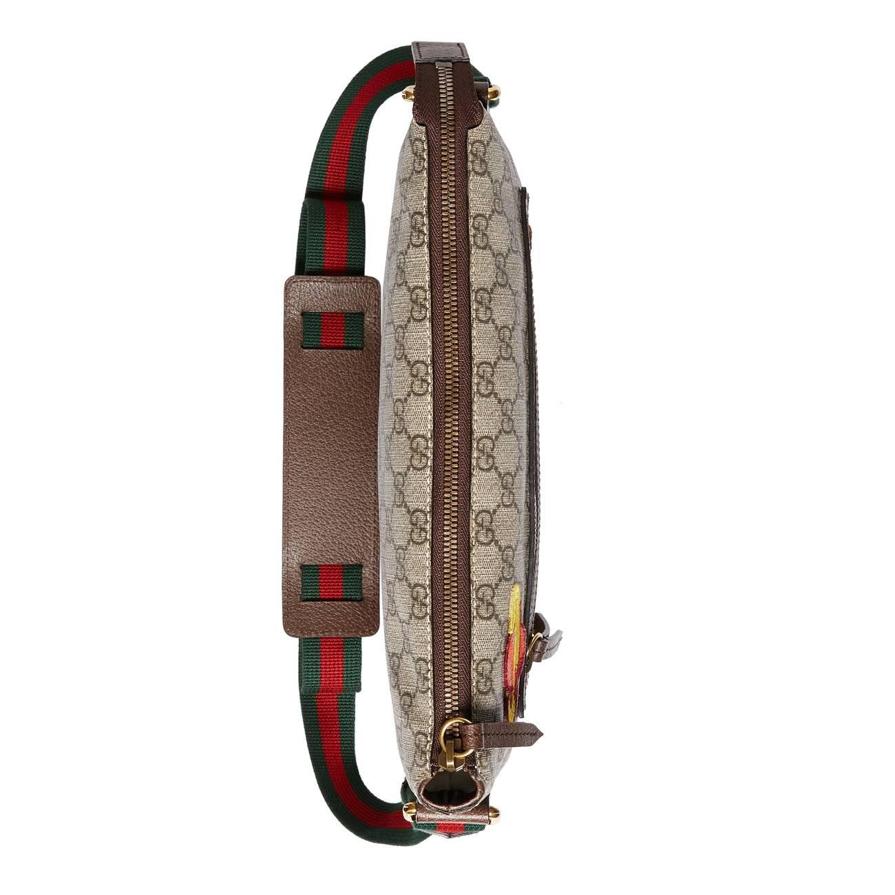 Gucci Men's Supreme Gg Canvas Messenger Bag With Patches