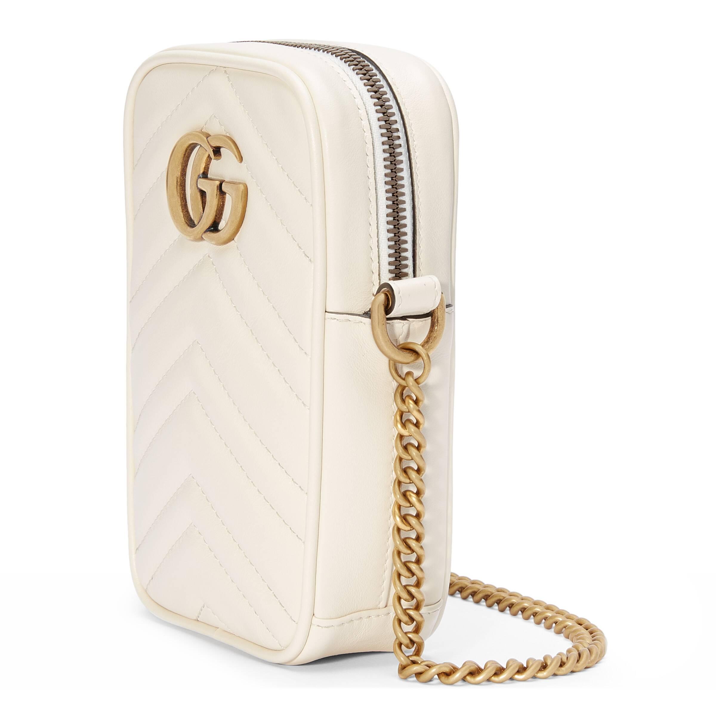 Gucci GG Marmont Mini White Leather Shoulder Bag - MyDesignerly