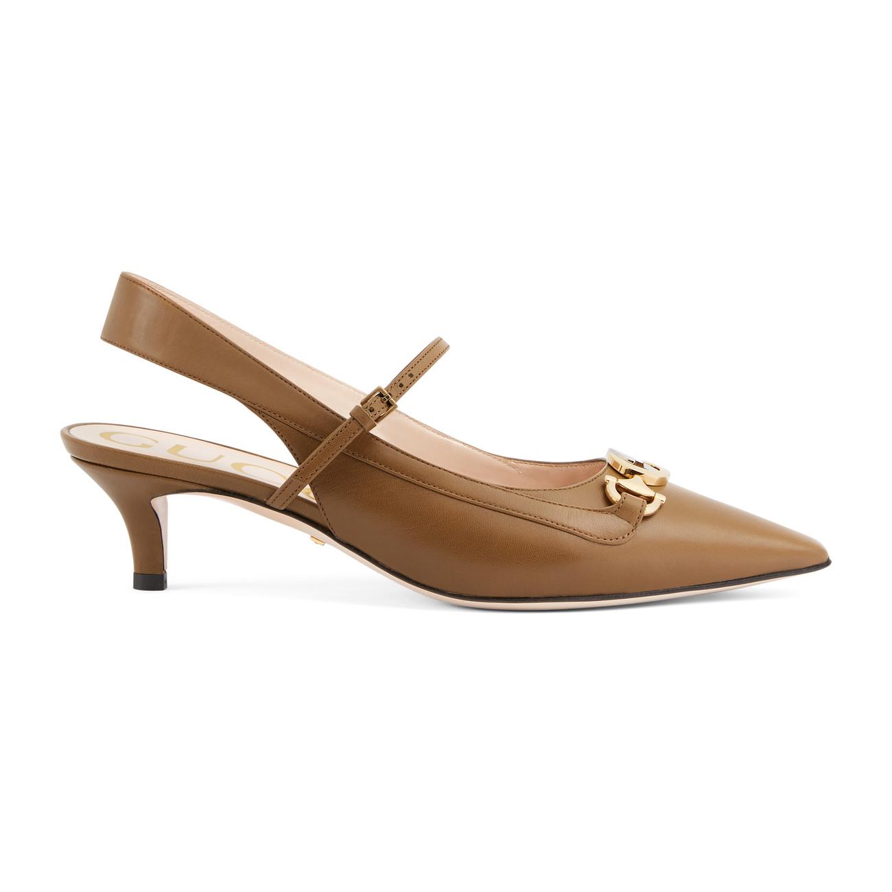 Gucci Zumi Leather Pump in Brown - Lyst