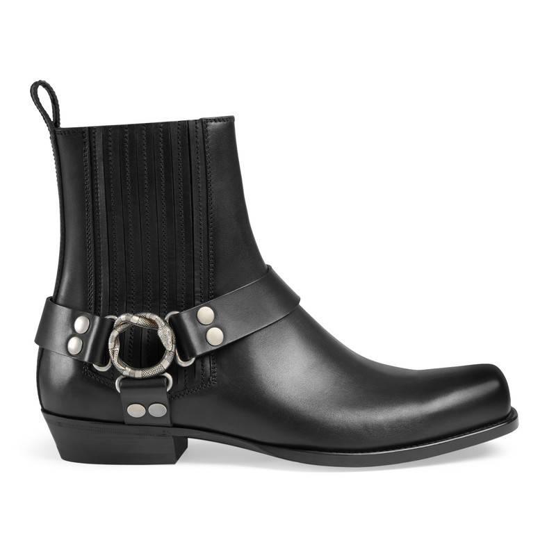Gucci Leather Boot With Snake Ring in Black for Men - Lyst