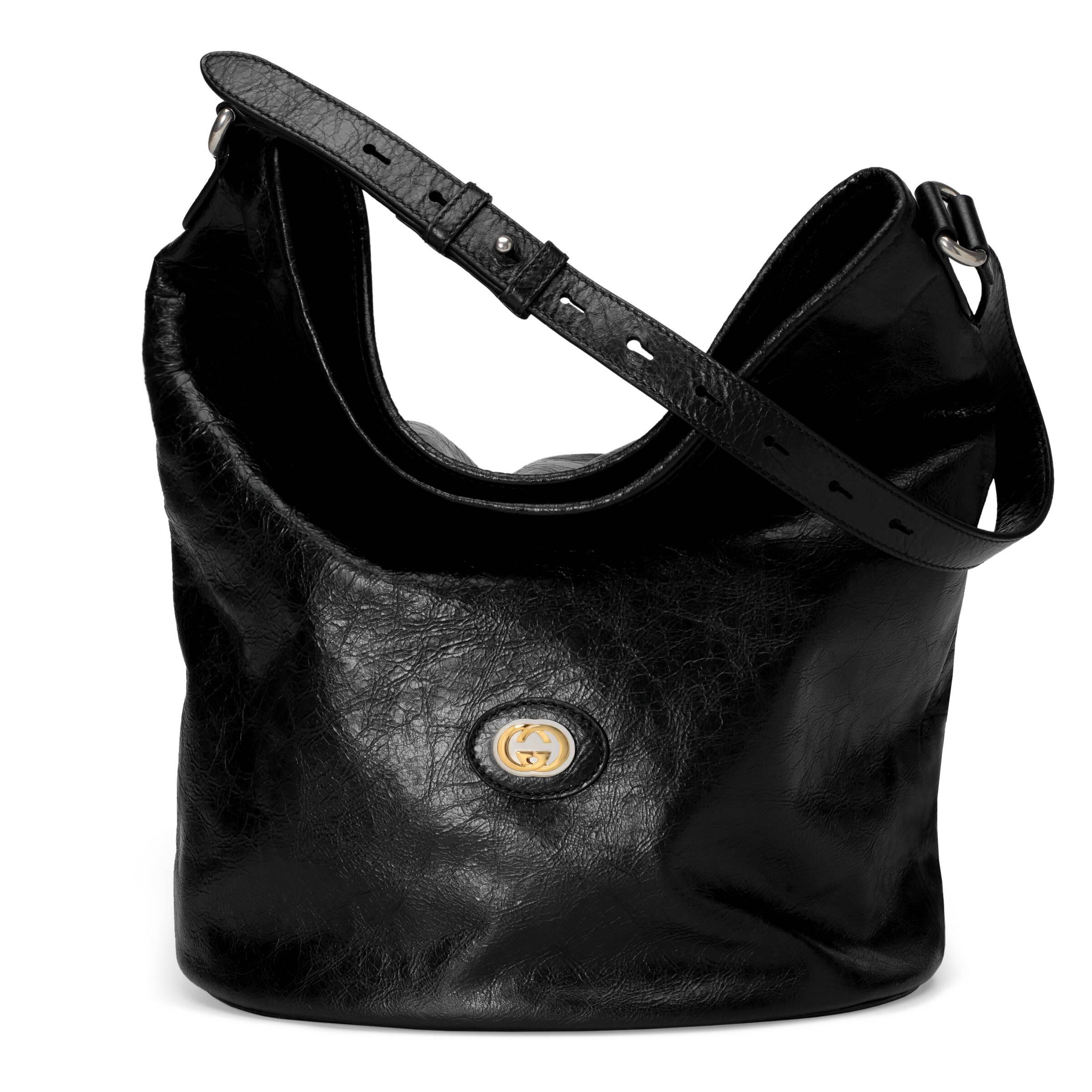 gucci black leather hobo bolsa