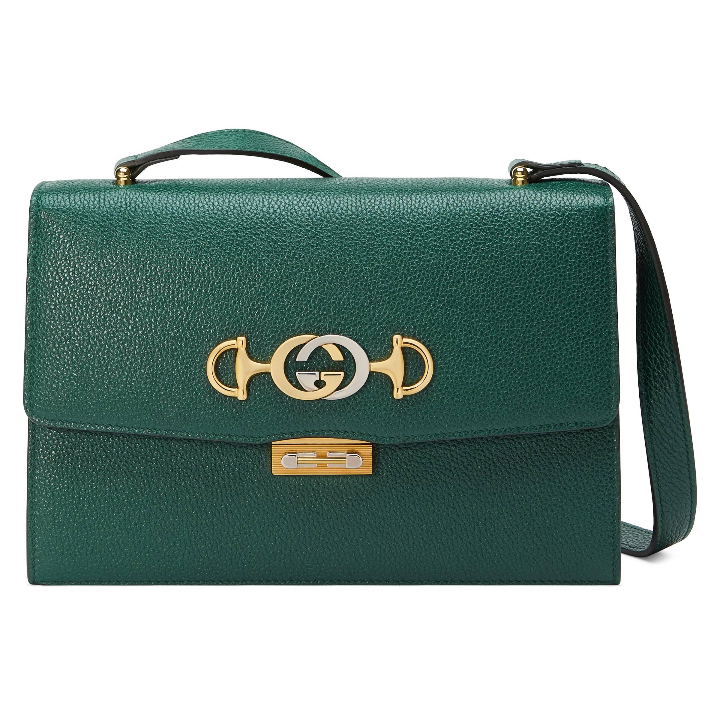 Gucci Synthetic Zumi Grainy Leather Small Shoulder Bag in Green Lyst