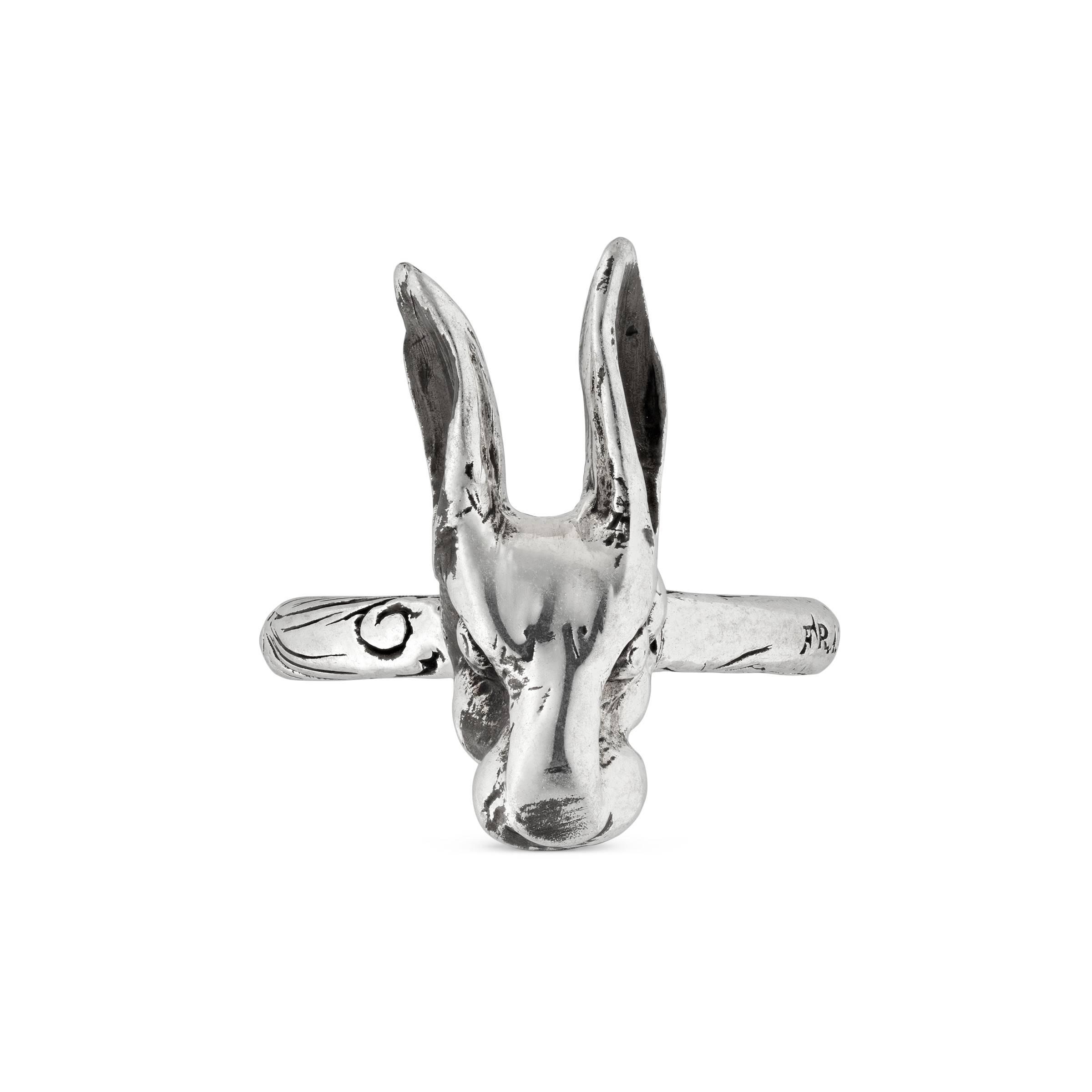 Gucci Anger Forest Rabbit Head Ring In 