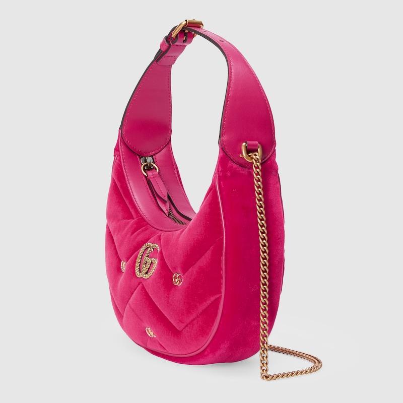 Gucci GG Marmont Half-moon-shaped Mini Bag in Pink | Lyst