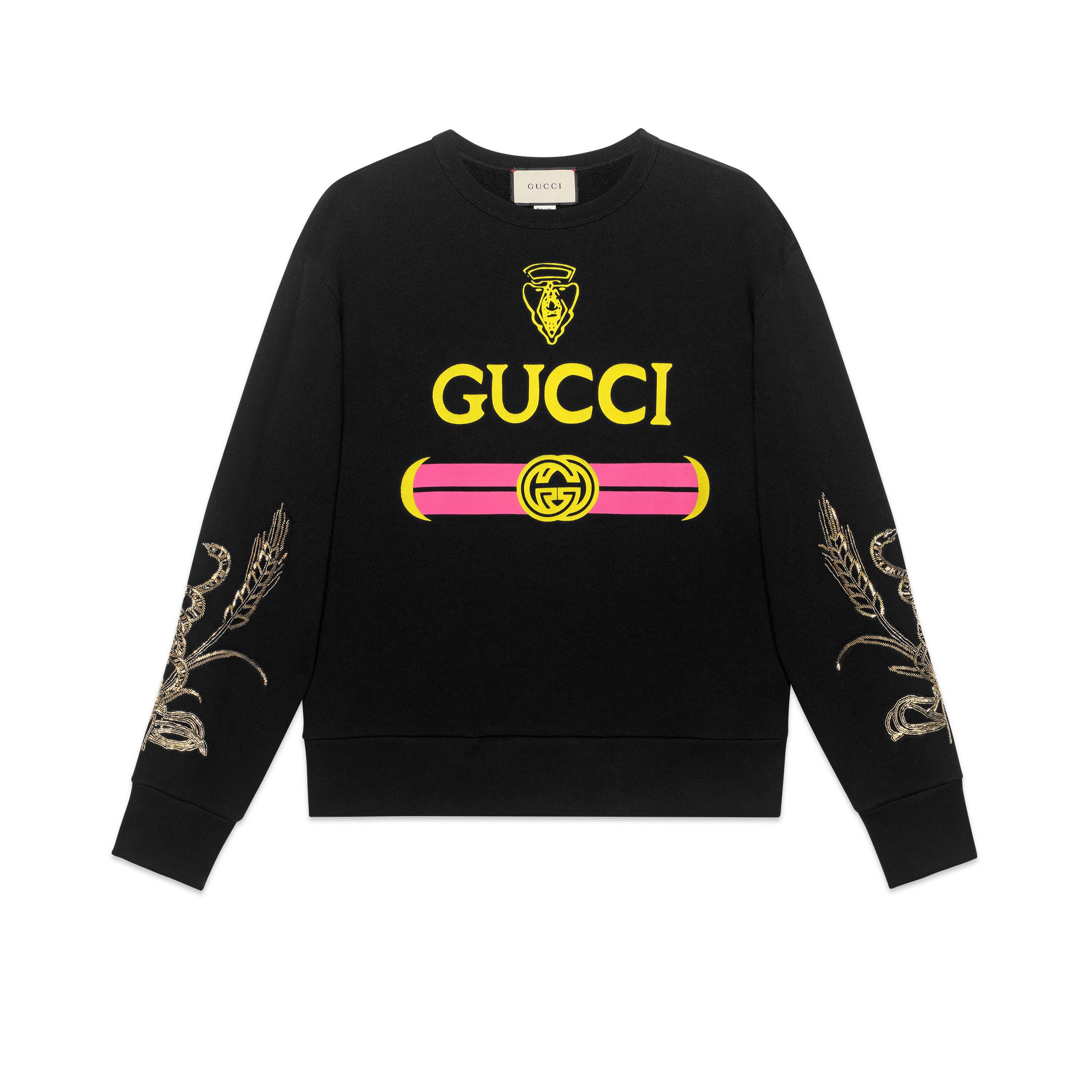 Gucci Black And Pink Cotton Sweatshirt With Logo for Men | Lyst