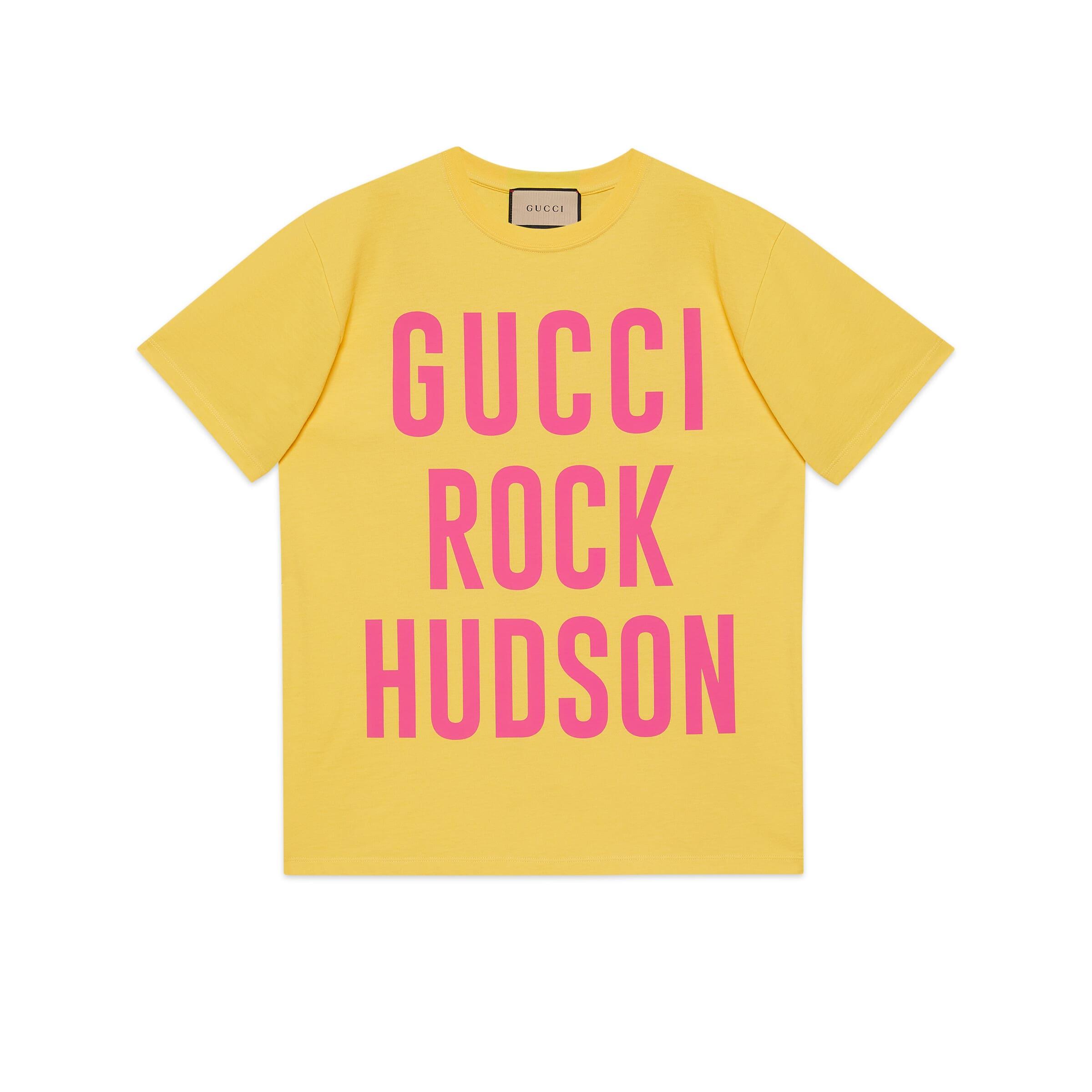 Gucci ' Rock Hudson' Cotton T-shirt in Yellow | Lyst