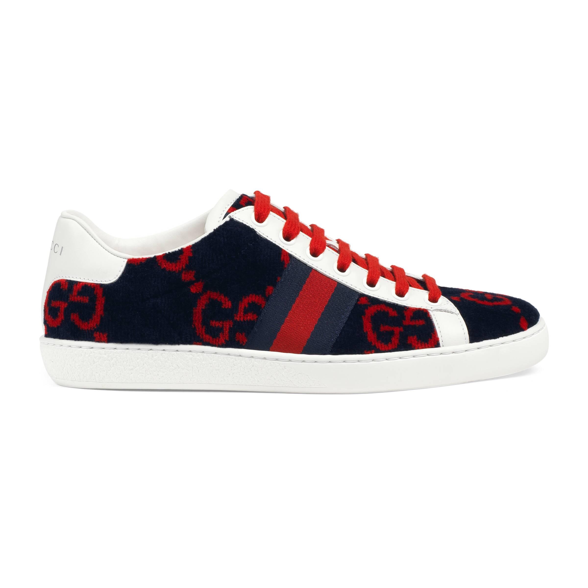Gucci Ace GG Terry Cloth Sneakers in Blue | Lyst