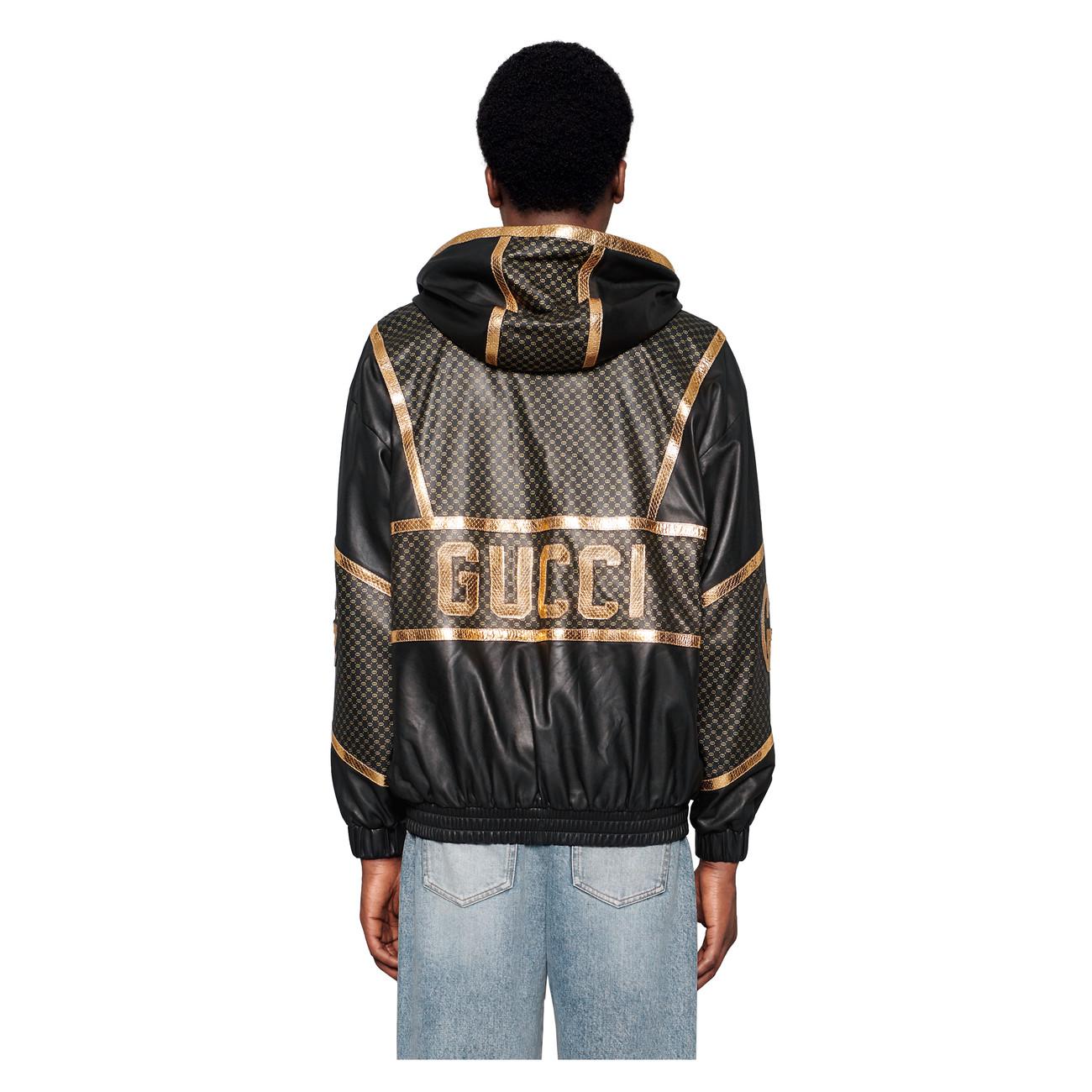 Gucci Leather -dapper Dan Hooded Bomber in Green for Men | Lyst