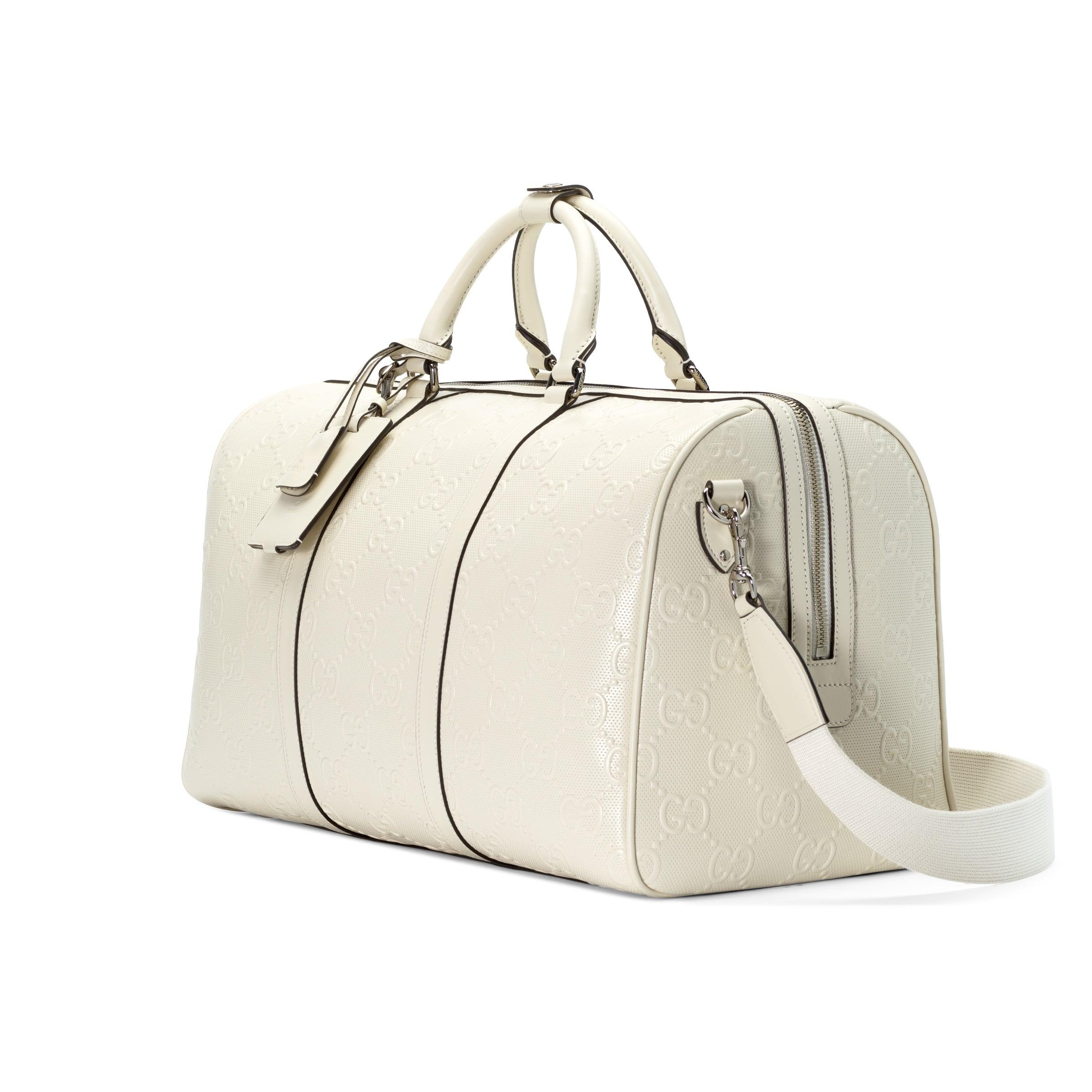 Gucci GG Embossed Duffle Bag in White for Men | Lyst