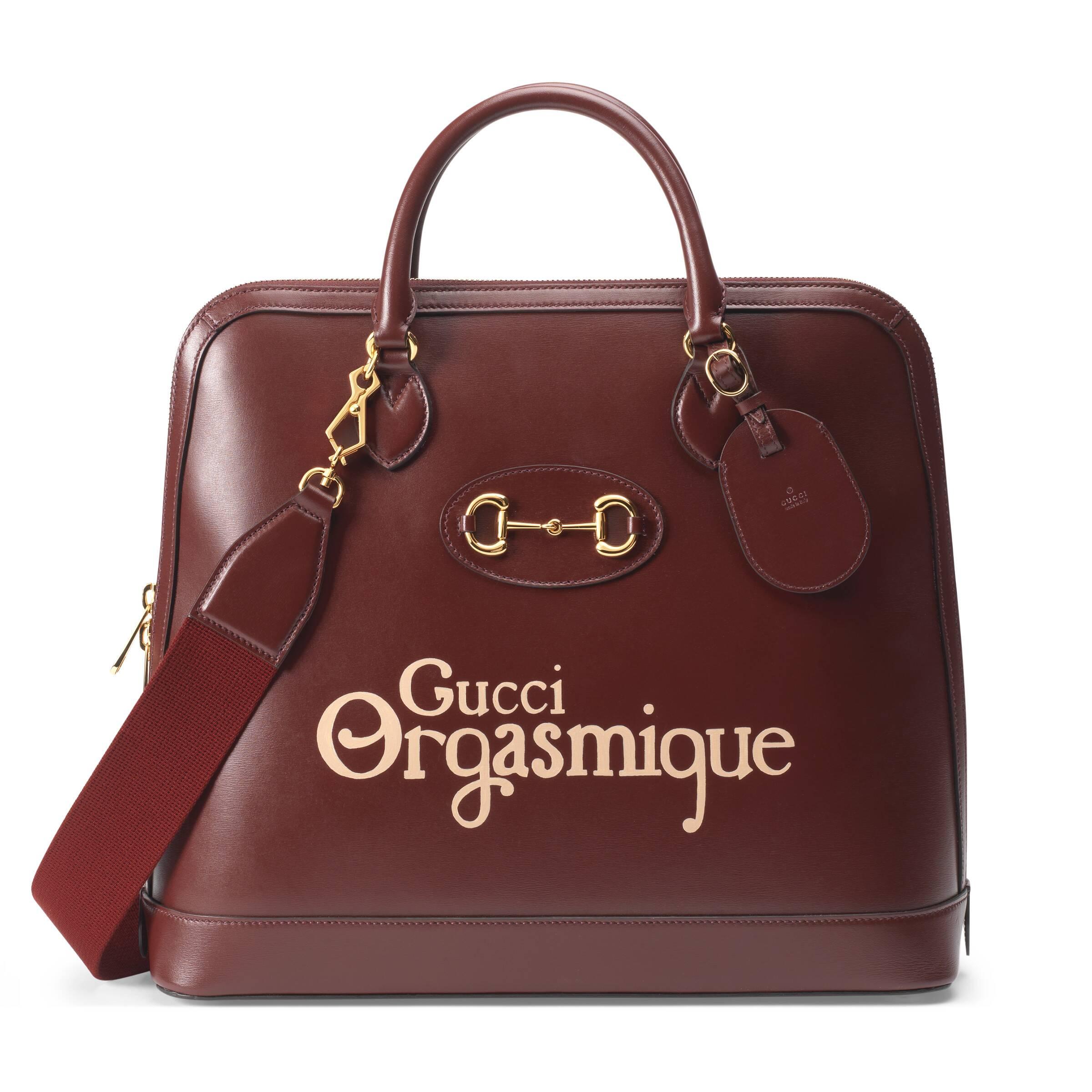 gucci red leather duffle bag