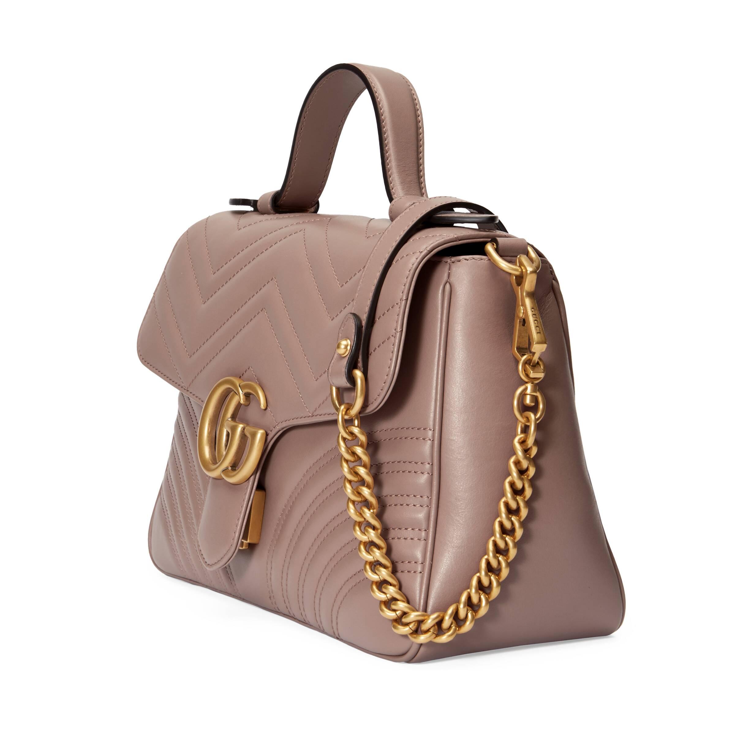 Grisling landdistrikterne til bundet Gucci GG Marmont Small Top Handle Bag in Pink | Lyst