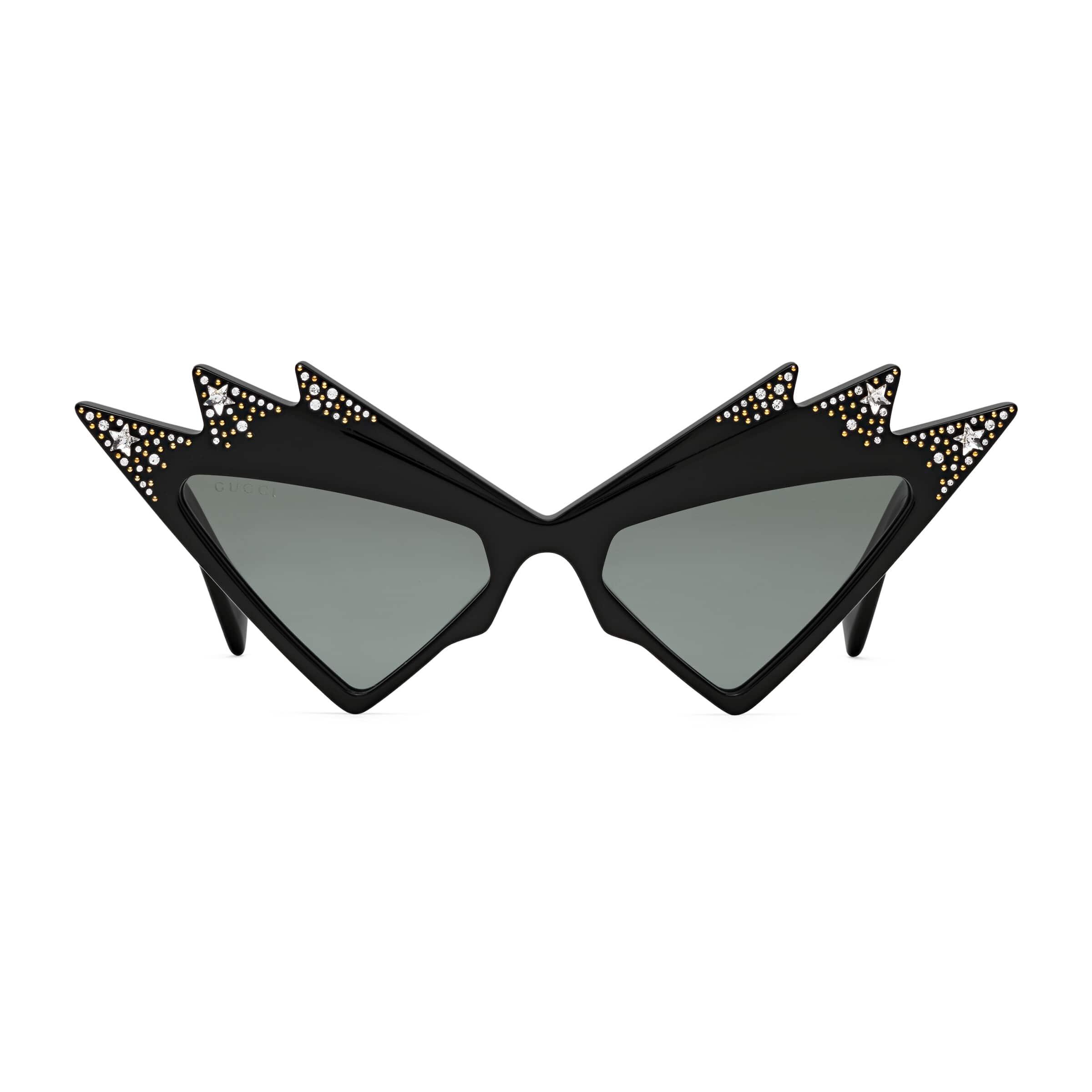 Gucci Cat-eye Frame Sunglasses With Crystals in Black | Lyst