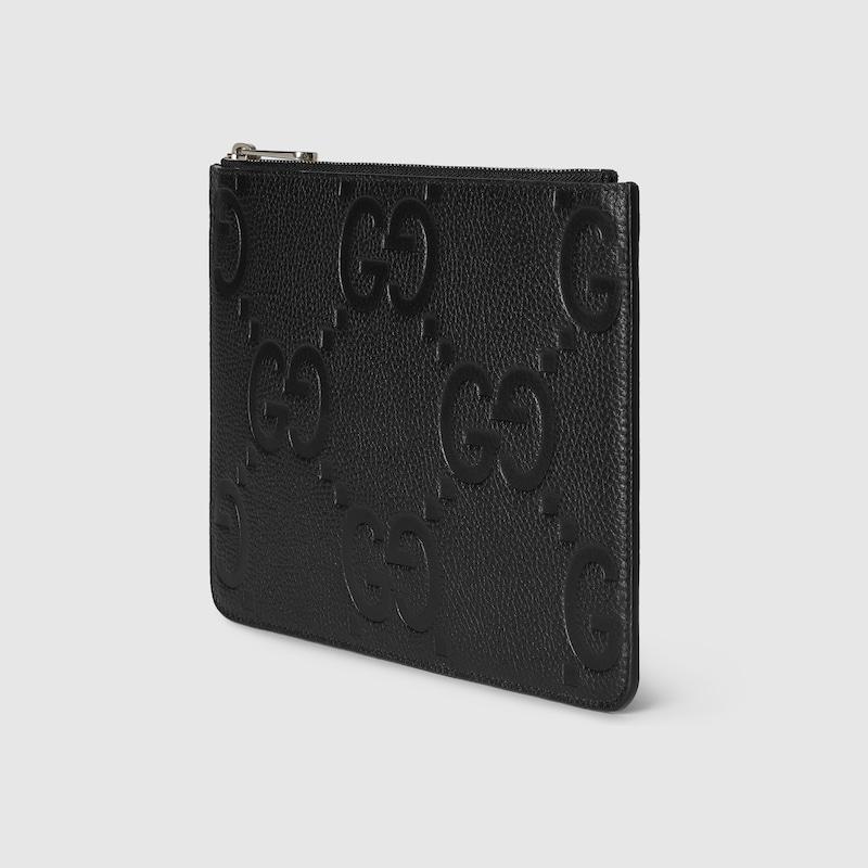 Gucci メンズ ジャンボGg ポーチ, ブラック, Leather 財布 & カード 