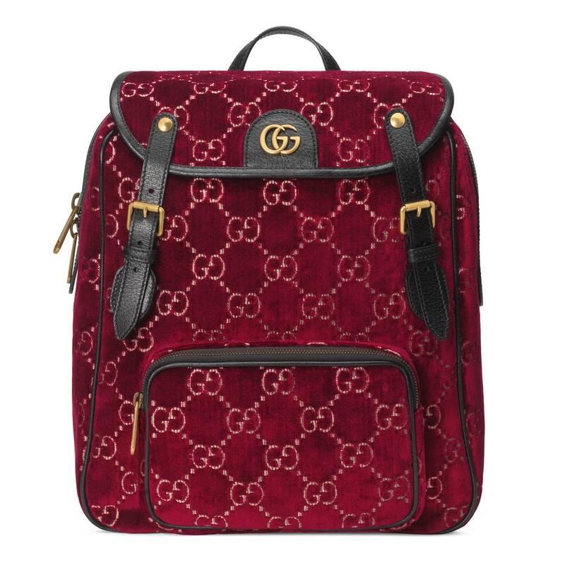 Gucci Small GG Velvet Backpack in Red for Men - Lyst