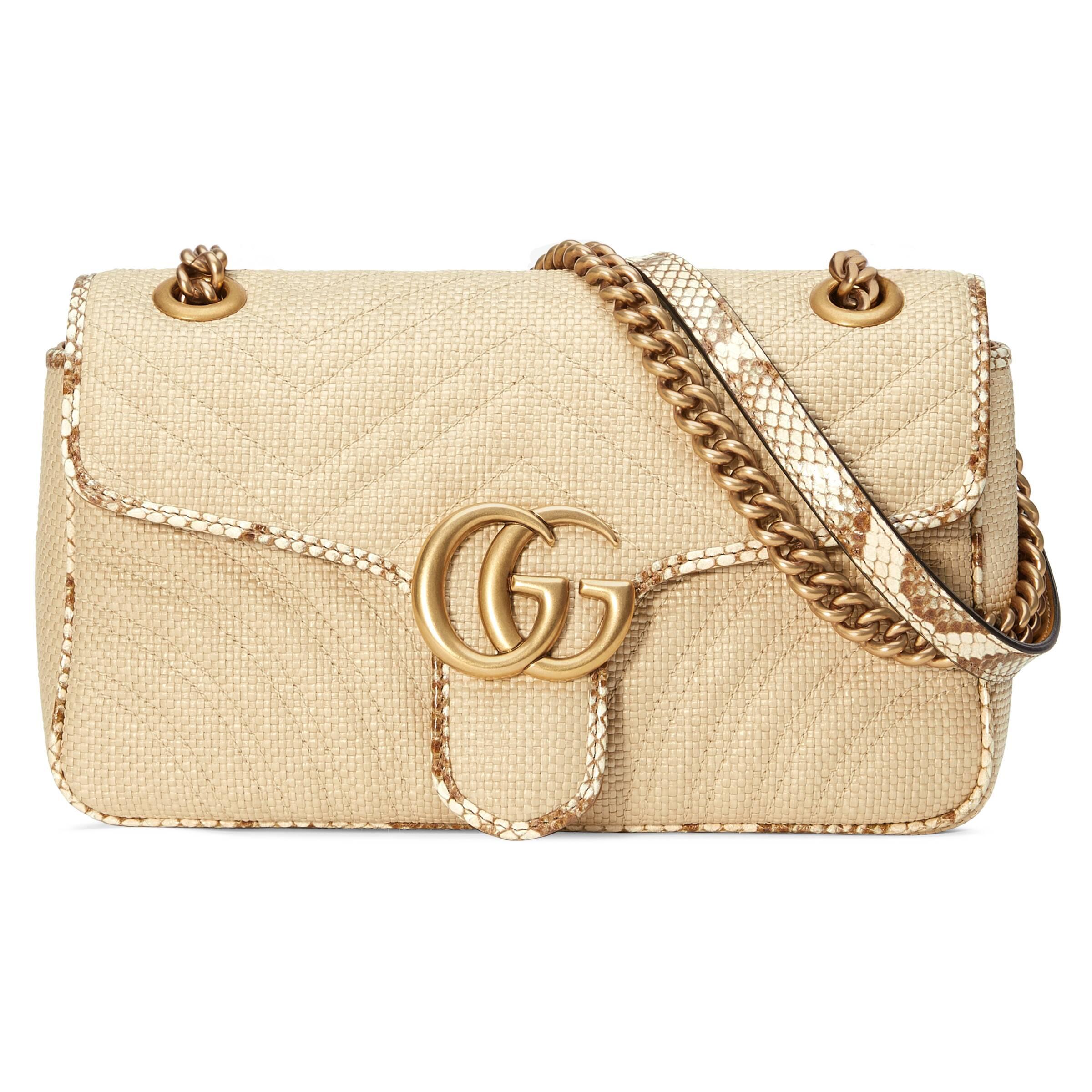 gg marmont raffia small shoulder bag