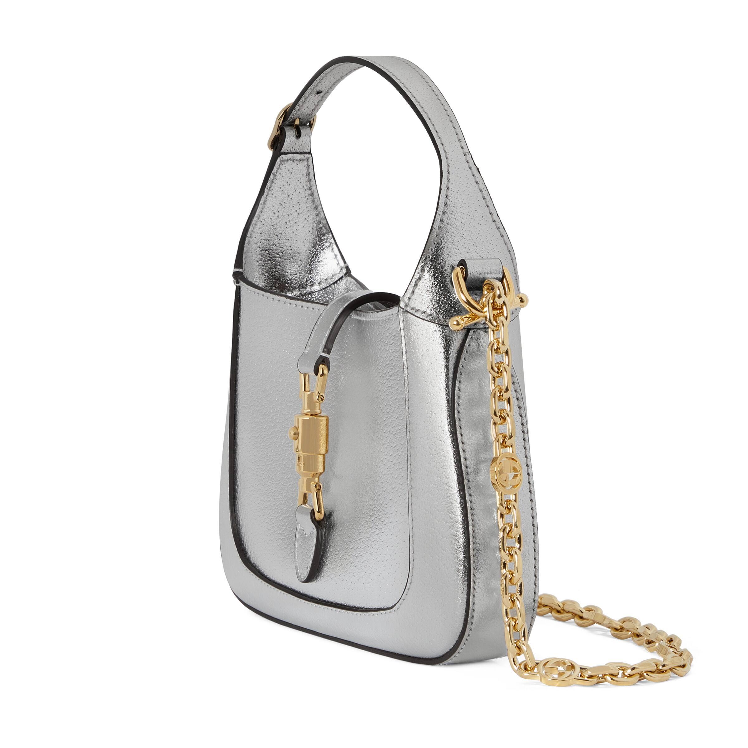 Gucci jackie 1961 small lamé shoulder bag silver - Fablle